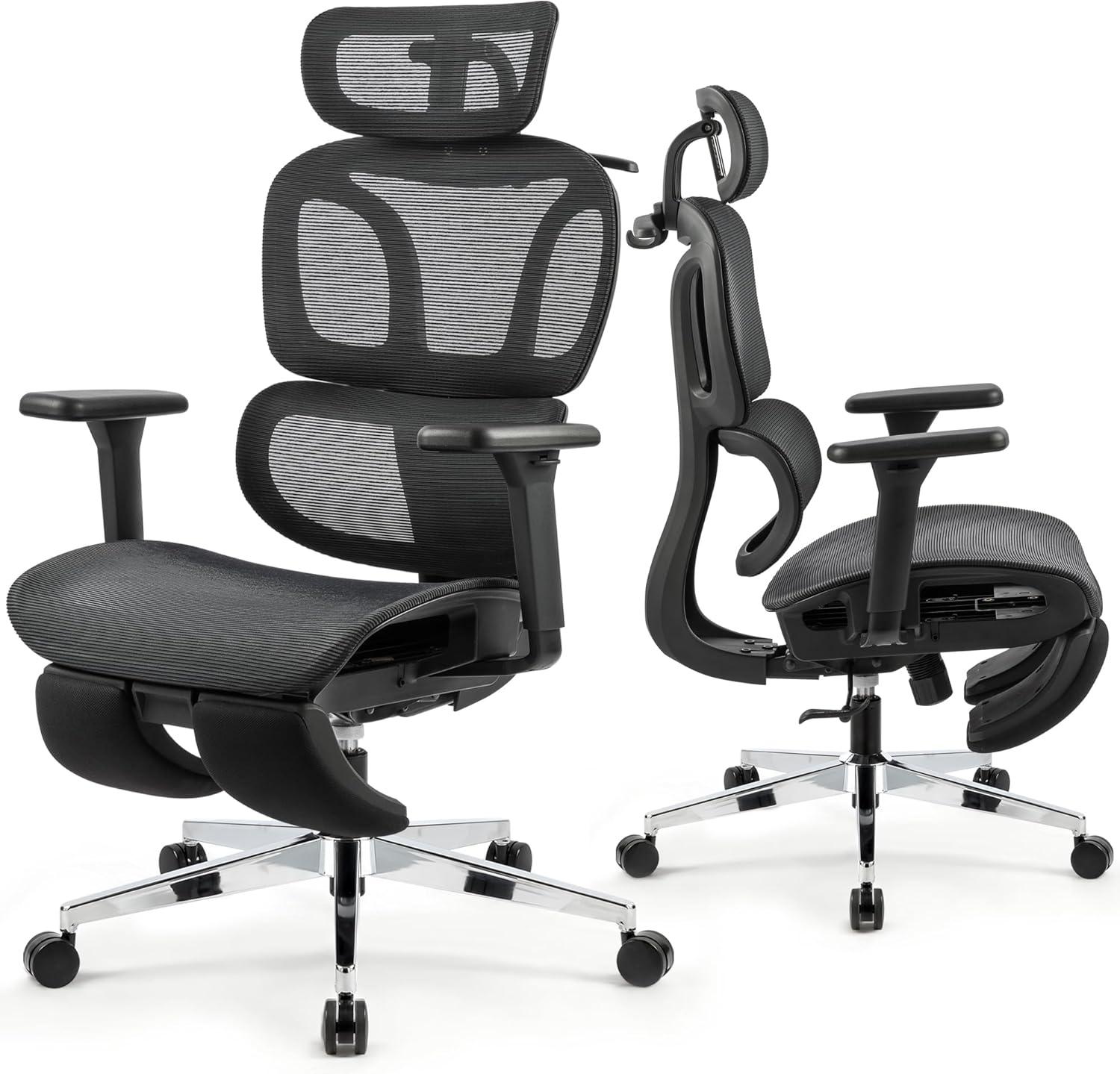 Kyona Mesh Office Chair, Adjustable Task Chair with Clothing Hanger, Adjustable Headrest and Armrest