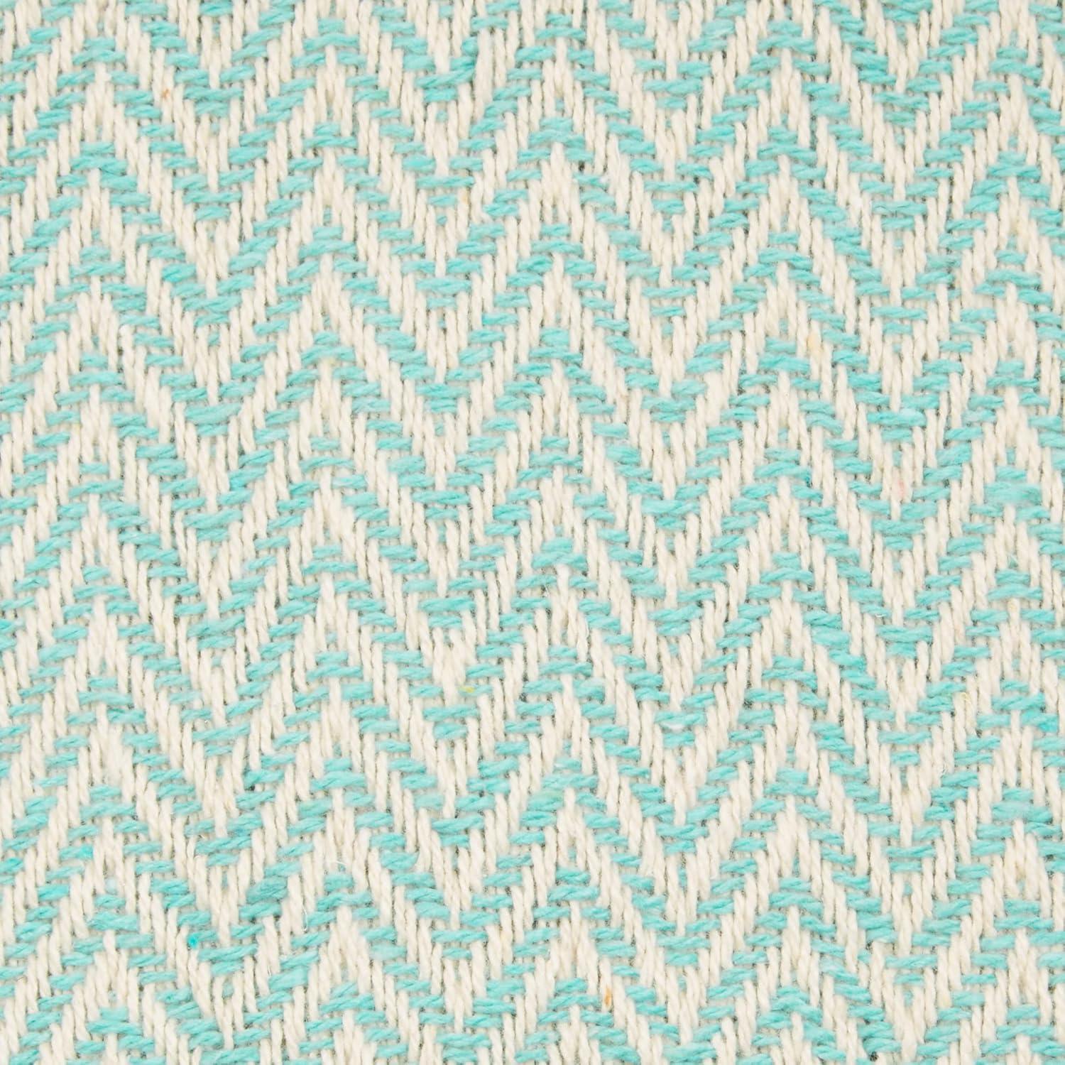 50"x60" Handloom Chevron Throw Blanket Aqua Blue - Design Imports: Cotton, Woven, Lightweight