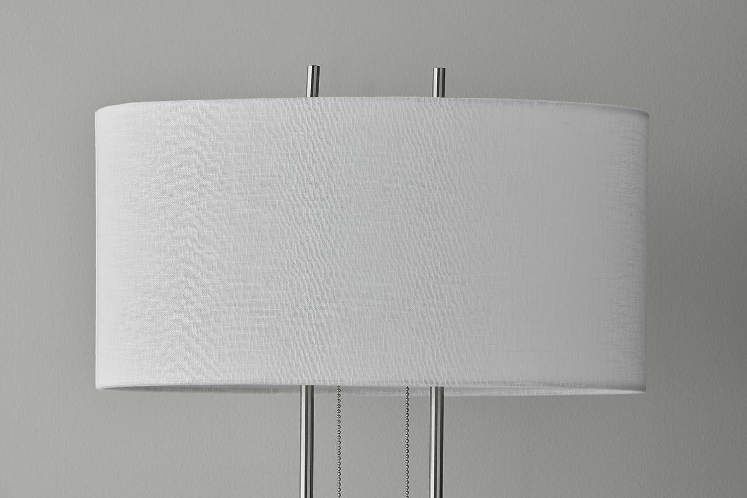 Duet Table Lamp Silver - Adesso: Modern Accent Lighting, Polyester Shade, Metal Body, ETL Listed