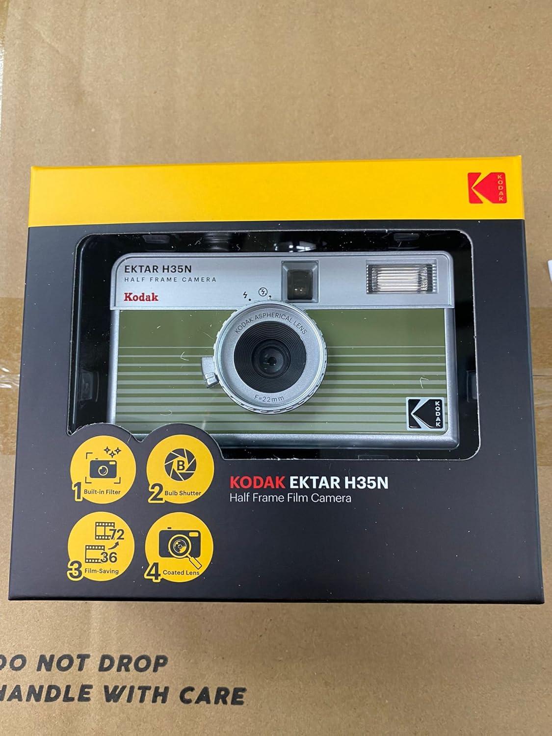 Kodak Reto H35N Tripod Hole Half-Frame Film Camera, with Bulb Function, Optical Lens, Striped Green