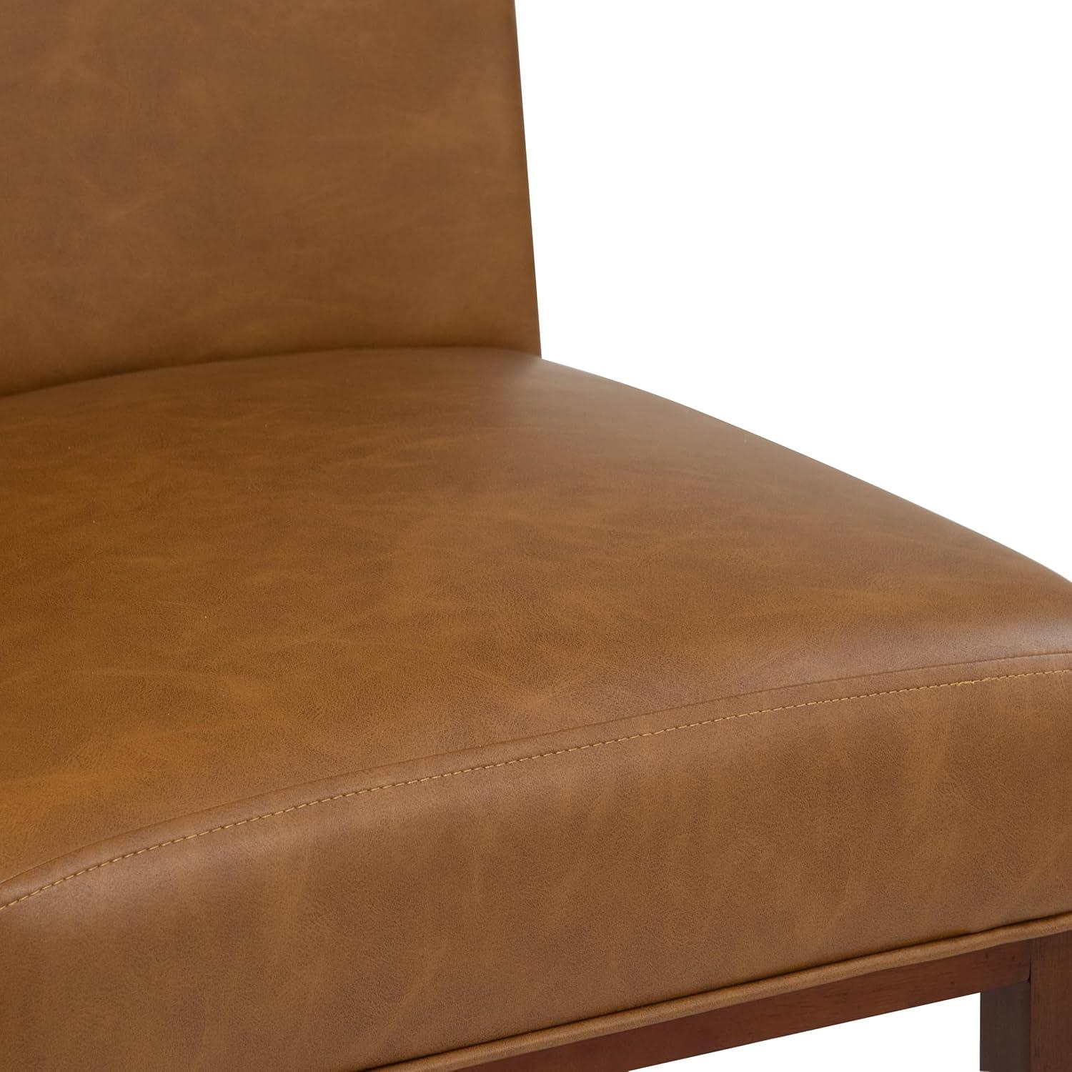 Kolbe Dining Chair Carmel Faux Leather - HomePop: Espresso Legs, PVC Upholstery, Spot Clean