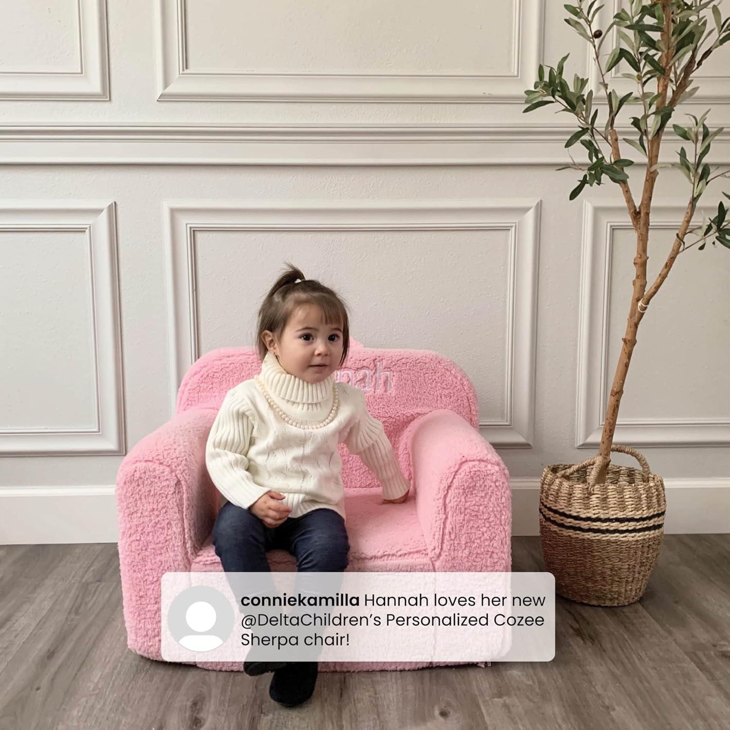 Cream Sherpa Kids Armchair with Personalized Name