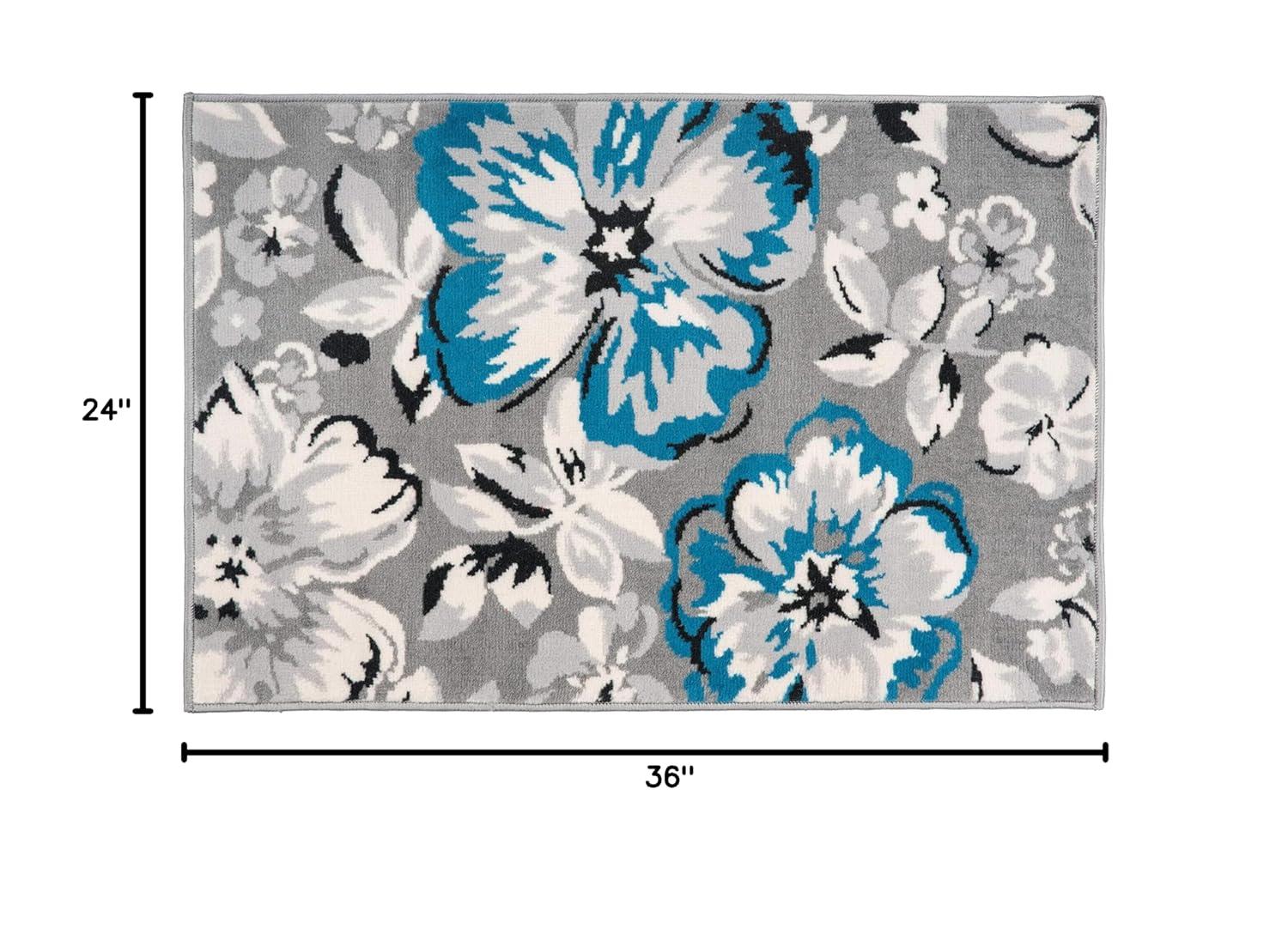 World Rug Gallery Modern Floral Design Blue 2' x 3' Area Rug
