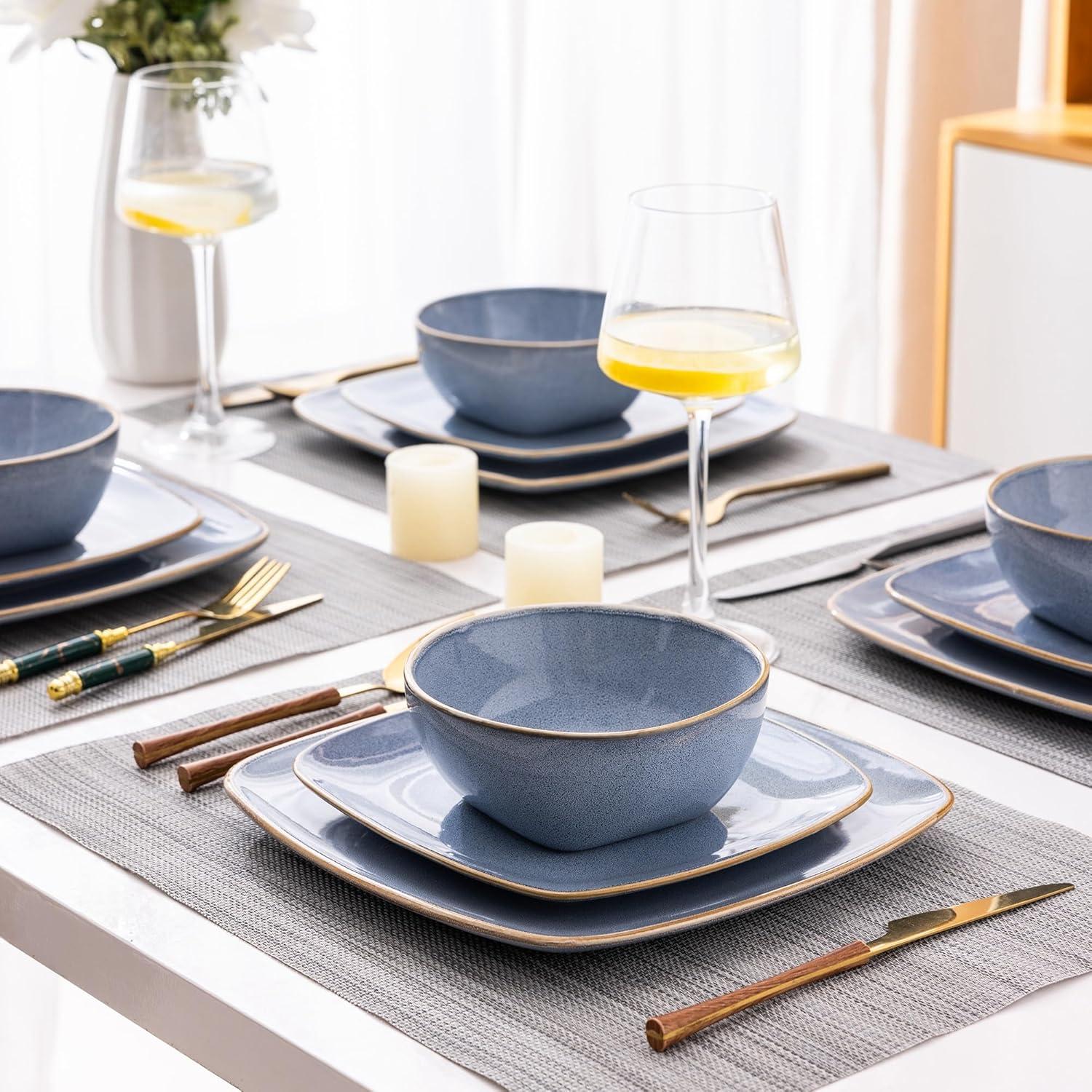 Brunnera Blue and White Porcelain Dinnerware Set for 4