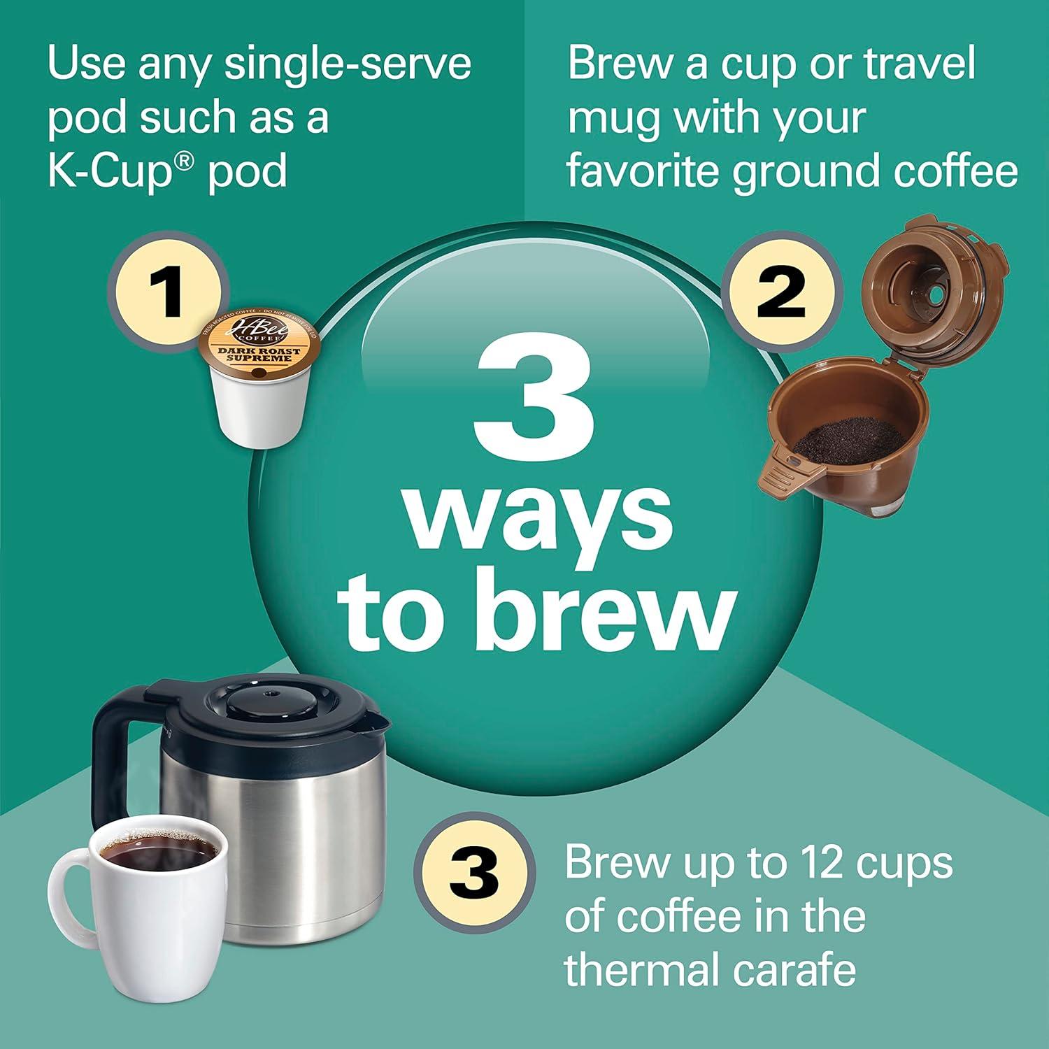 Hamilton Beach® FlexBrew® Trio 2-Way Coffee Maker, Single Serve & Full 12-Cup Pot, Compatible with K-Cup Pods or Grounds