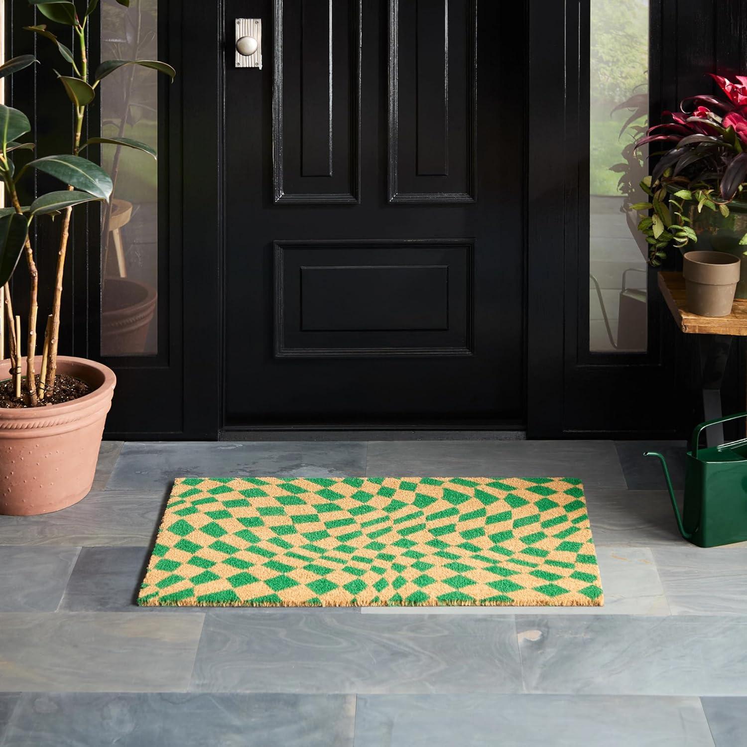 TOWN & COUNTRY LIVING Emmett Groovy Checkerboard Non-Slip Indoor Outdoor Door Mat