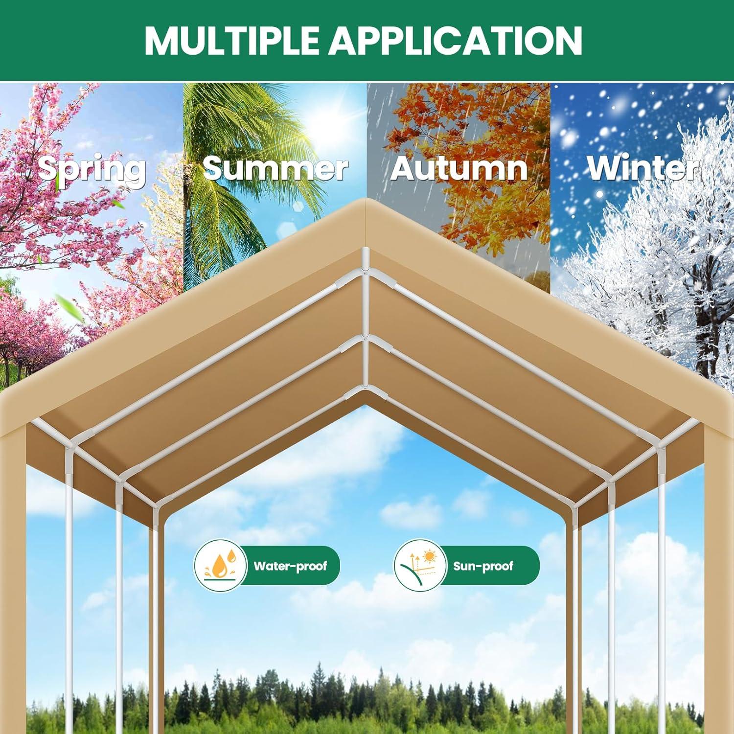 Cobizi Carport 10'x20' Heavy Duty Portable Garage, Upgraded Car Canopy