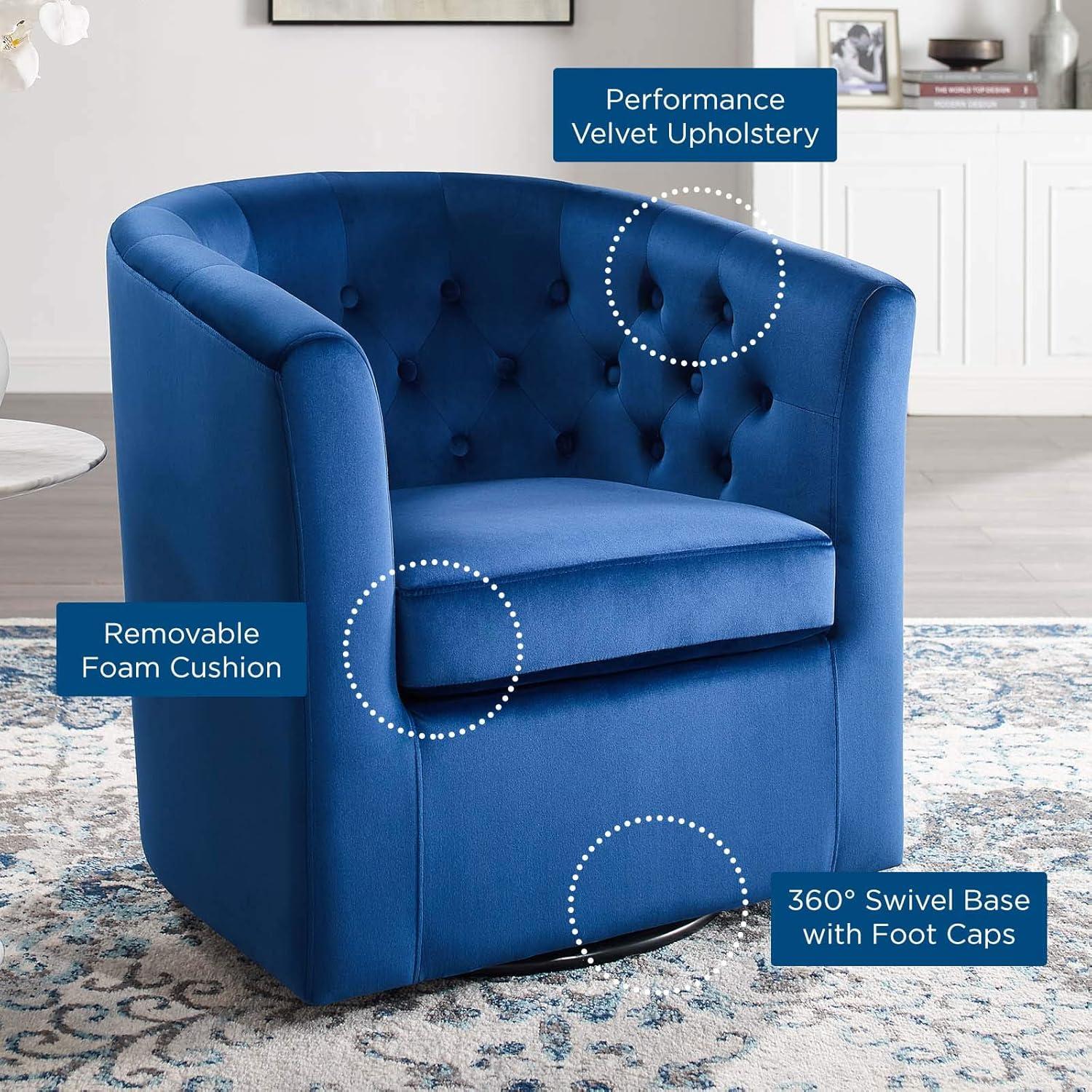 Prospect Tufted Performance Velvet Swivel Armchair Navy - Modway