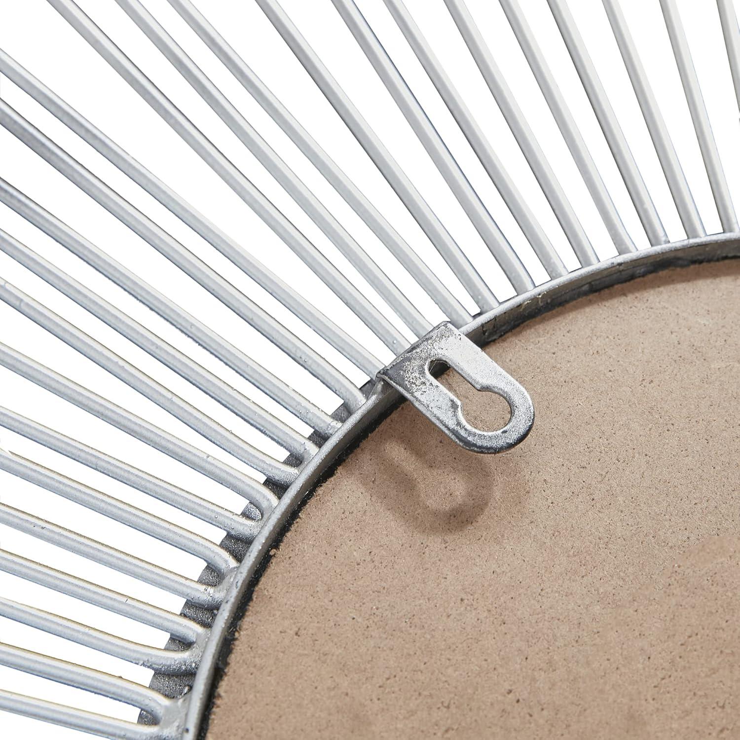 29.5" Round Dia Fiore Sunburst Decorative Wall Mirror Silver - Madison Park: Chic Luxe Metallic Flair