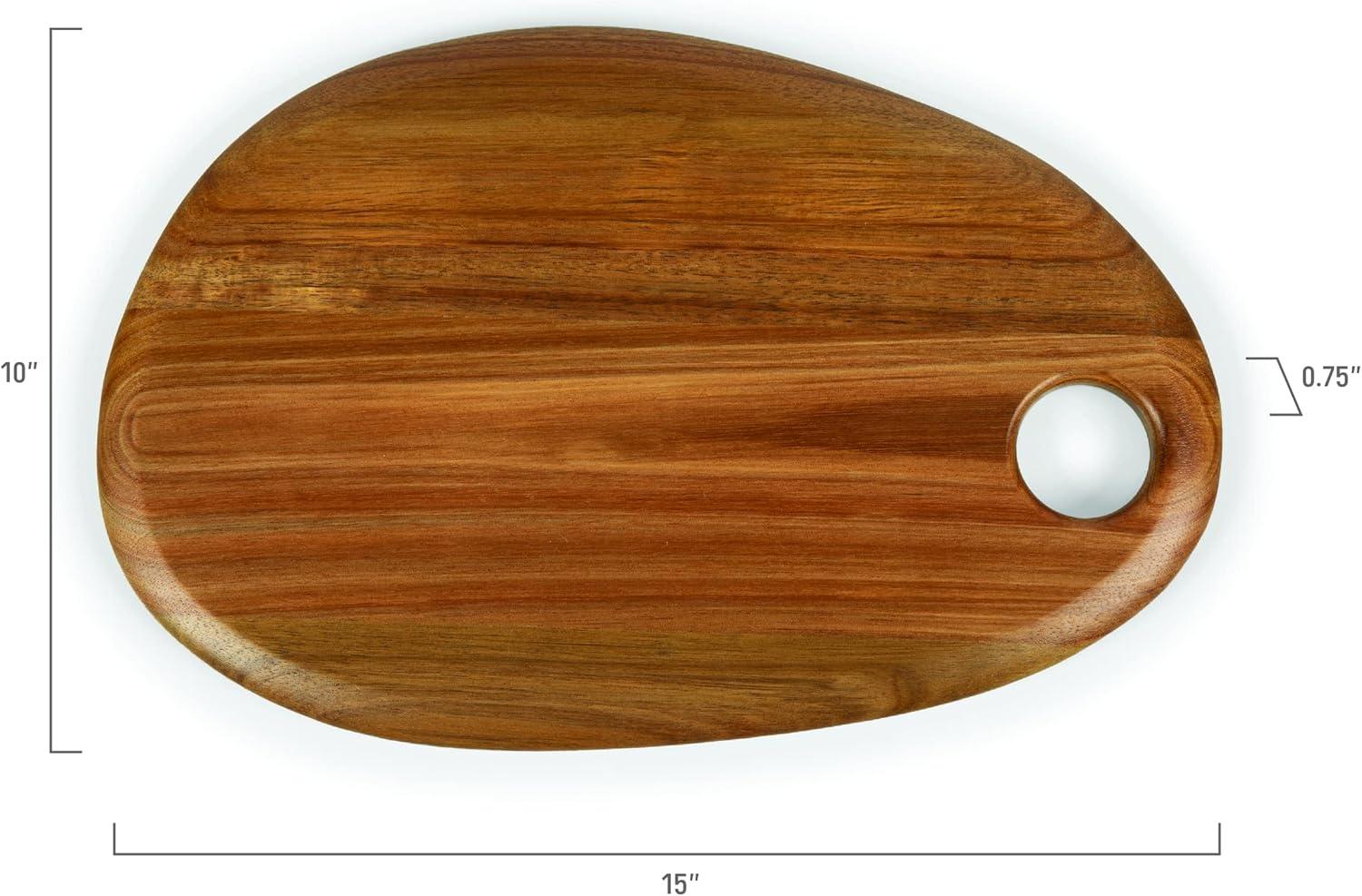 Pebble Shaped Acacia Wood Serving Board with Handle