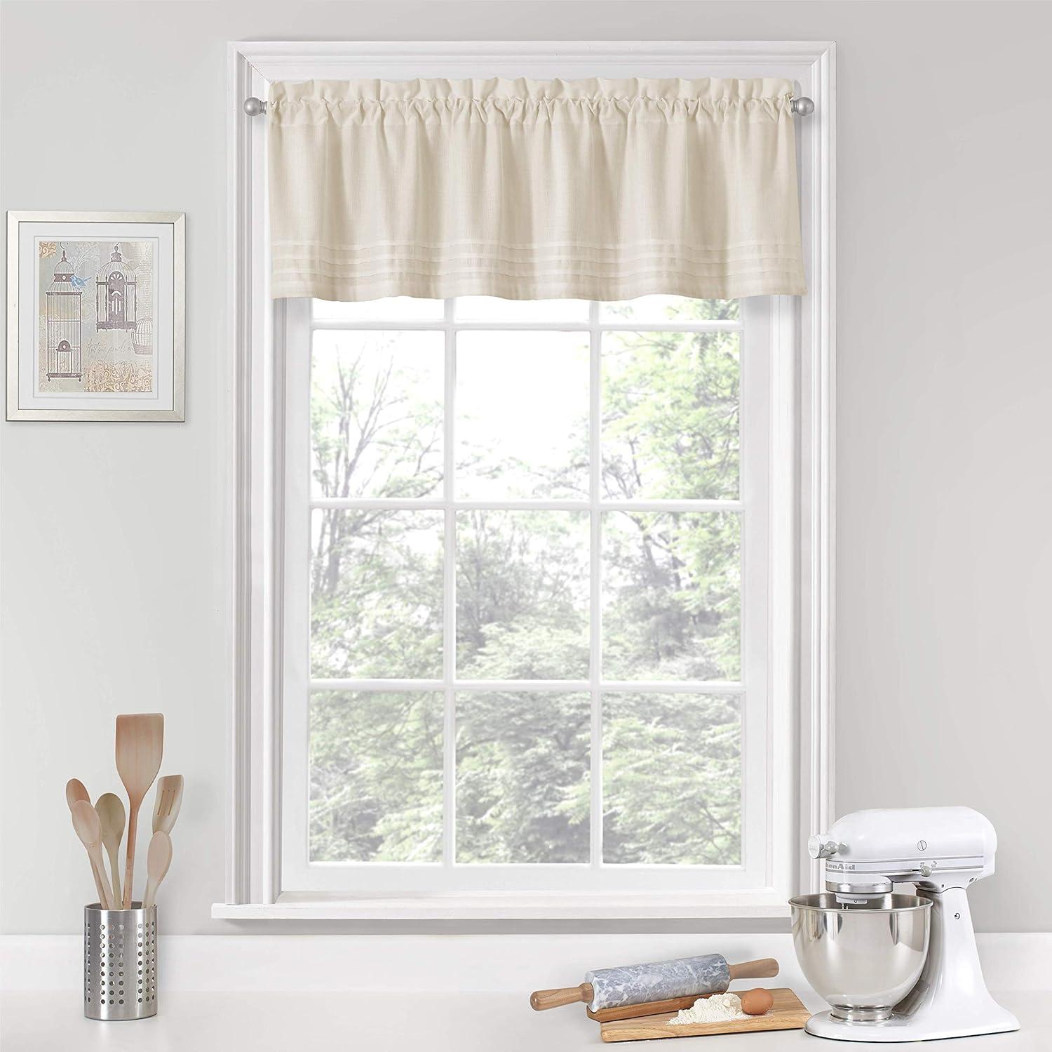 Natural Cotton Blend Light Filtering Rod Pocket Valance