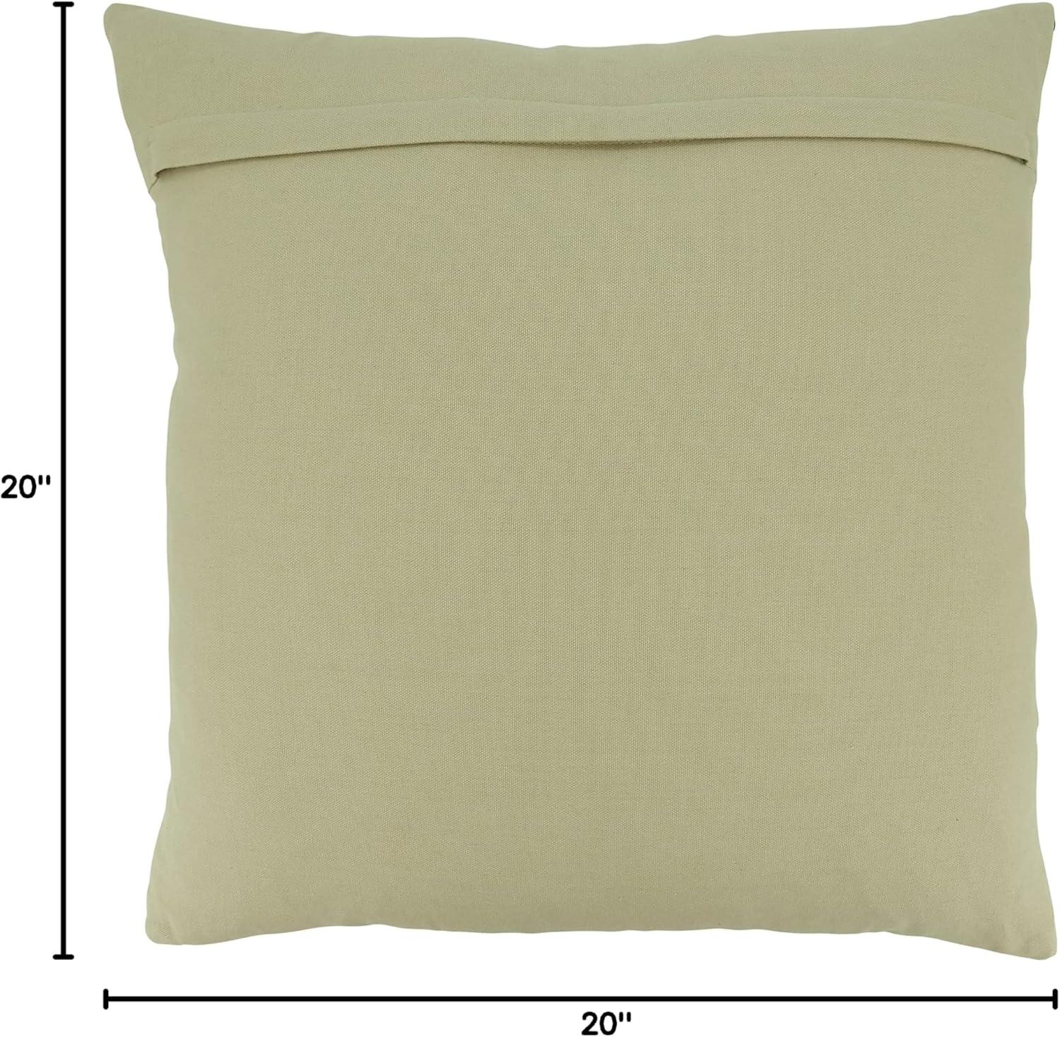 Ivory Cotton Dash Line Throw Pillow with Down Filling