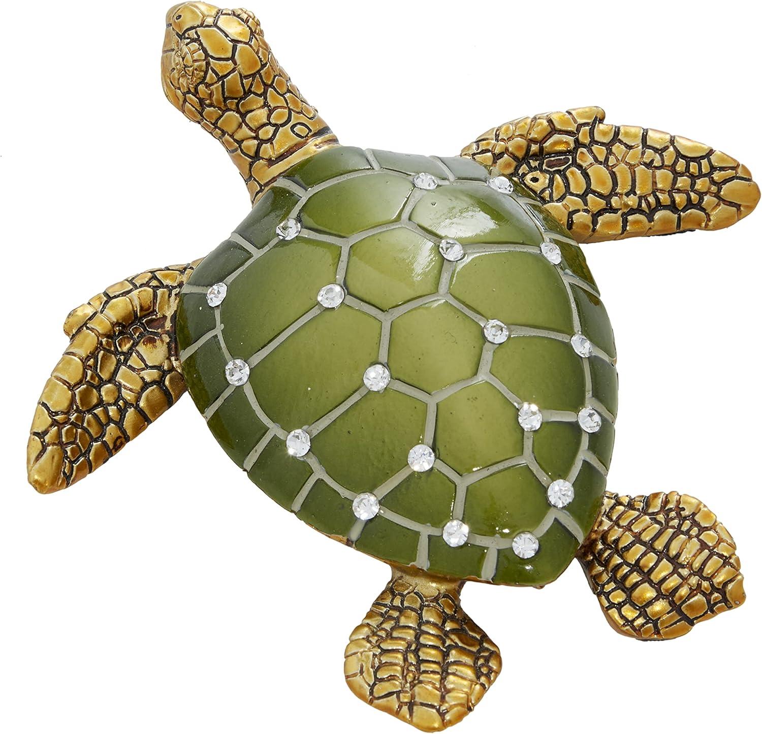 5"W, 1"H Brown Polystone Turtle Sculpture, by DecMode (3 Count)