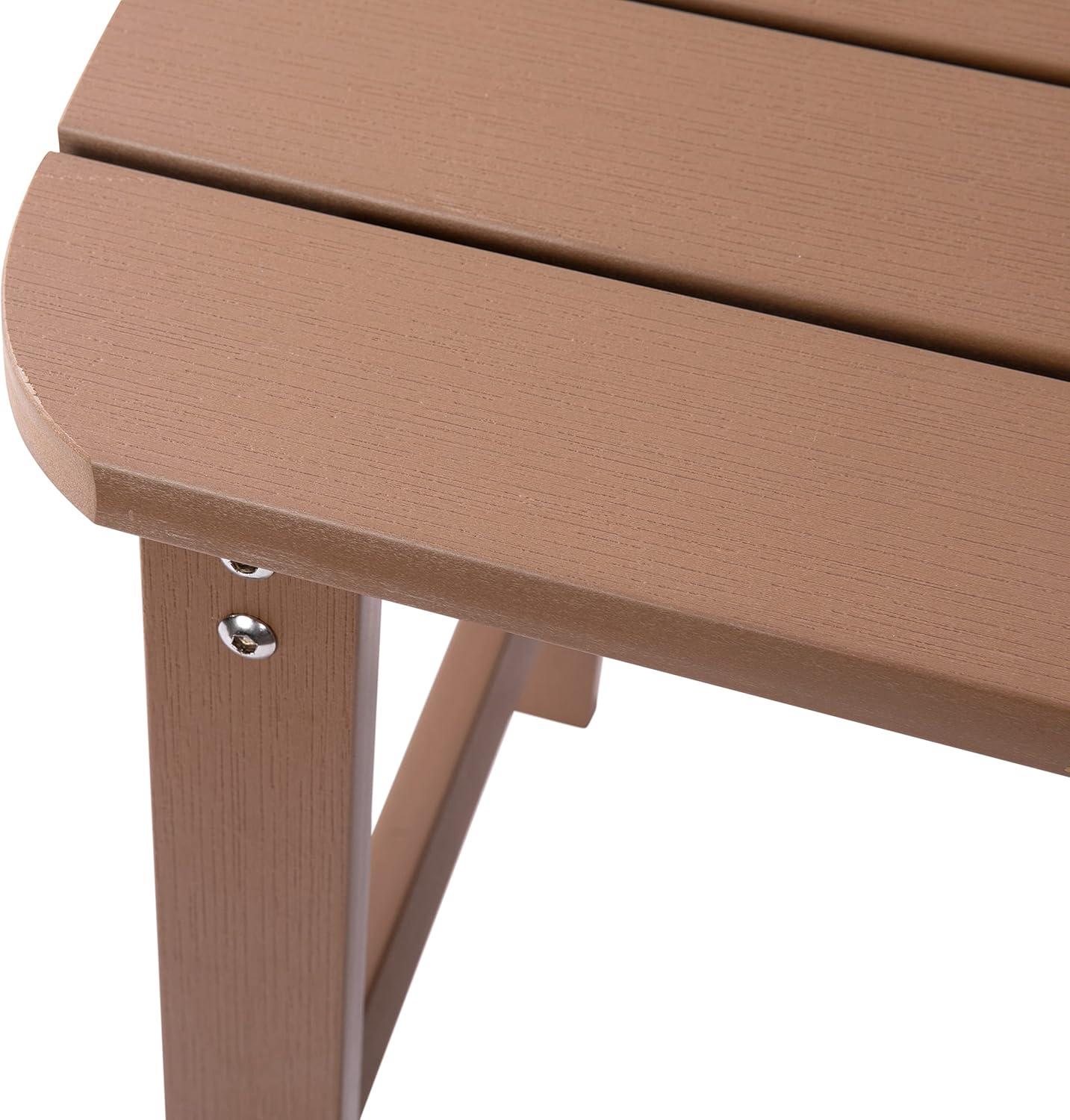 Flash Furniture Charlestown All-Weather Poly Resin Wood Adirondack Side Table in Natural Cedar