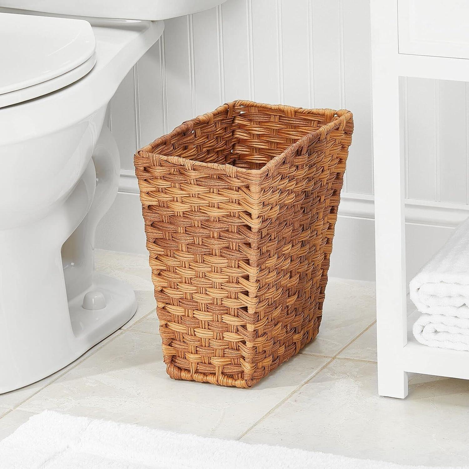 Camel Woven Plastic Rectangular Waste Basket