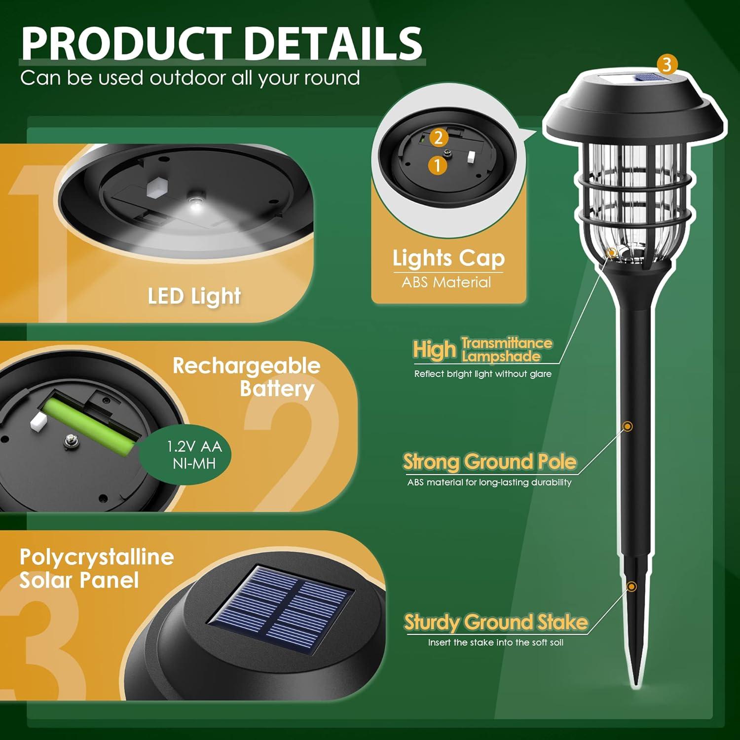 Solar Powered Black LED Pathway Lights Multipack