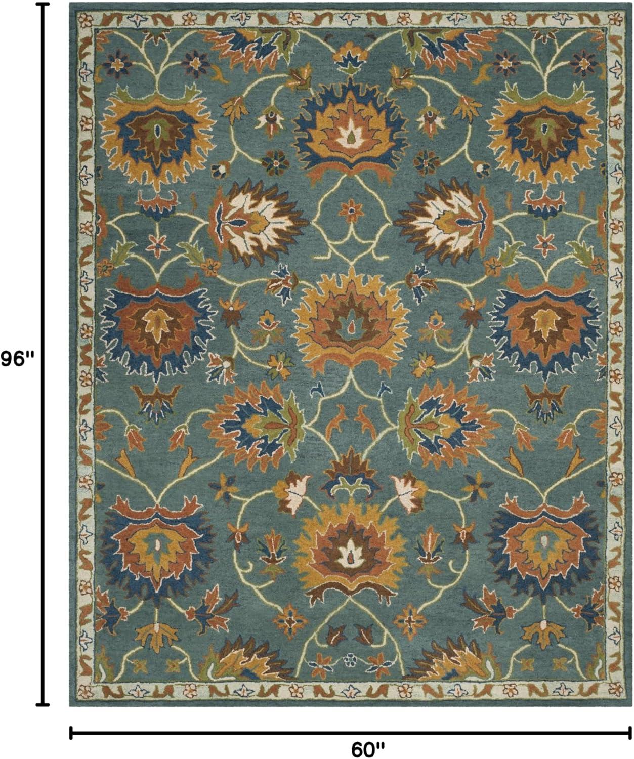 SAFAVIEH Heritage Odran Traditional Wool Area Rug, Light Blue, 5' x 8'