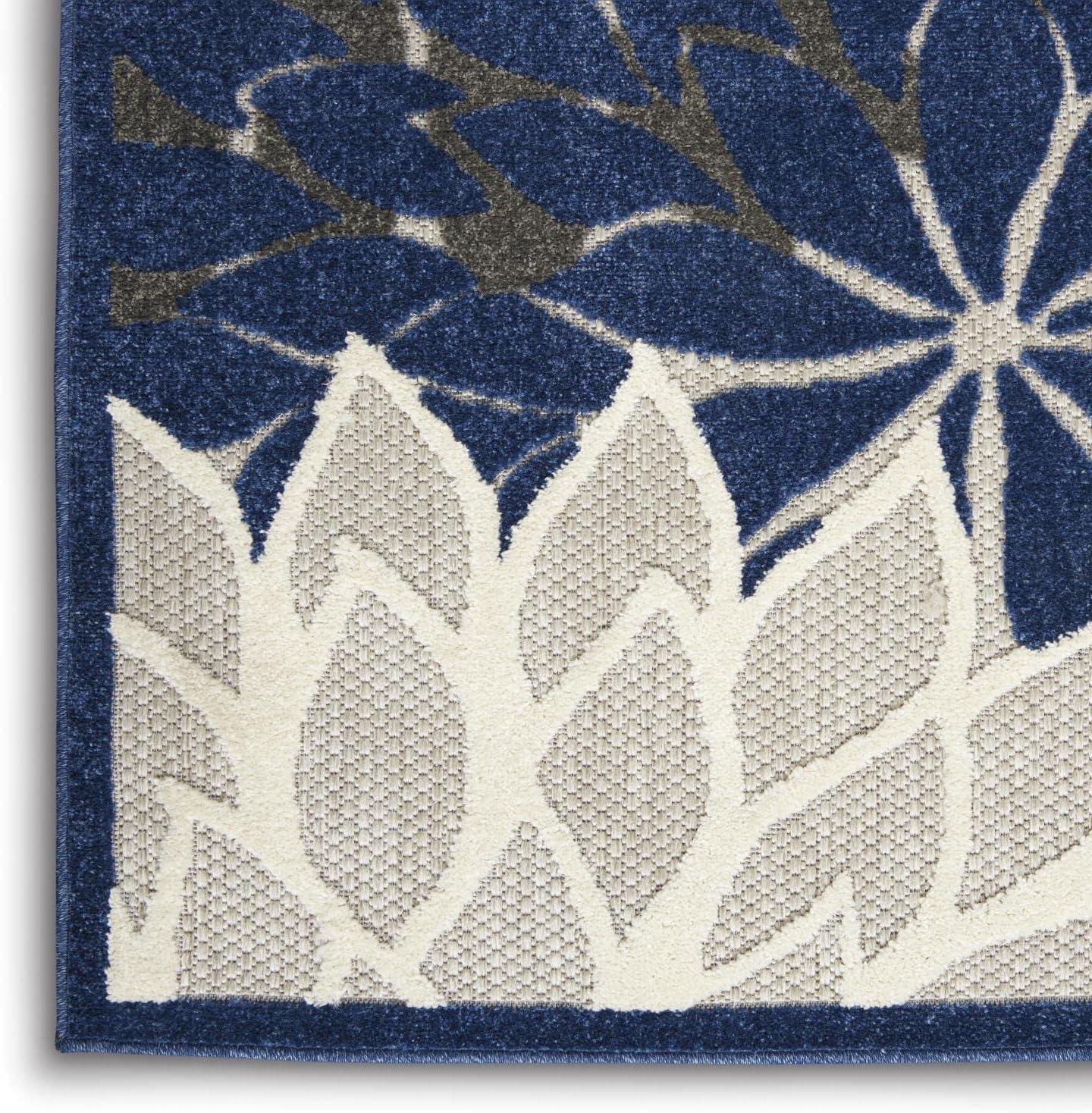 Nourison Aloha Floral Bloom Flatweave High-Low Indoor Outdoor Area Rug Blue/Multicolor 3'6" x 5'6"
