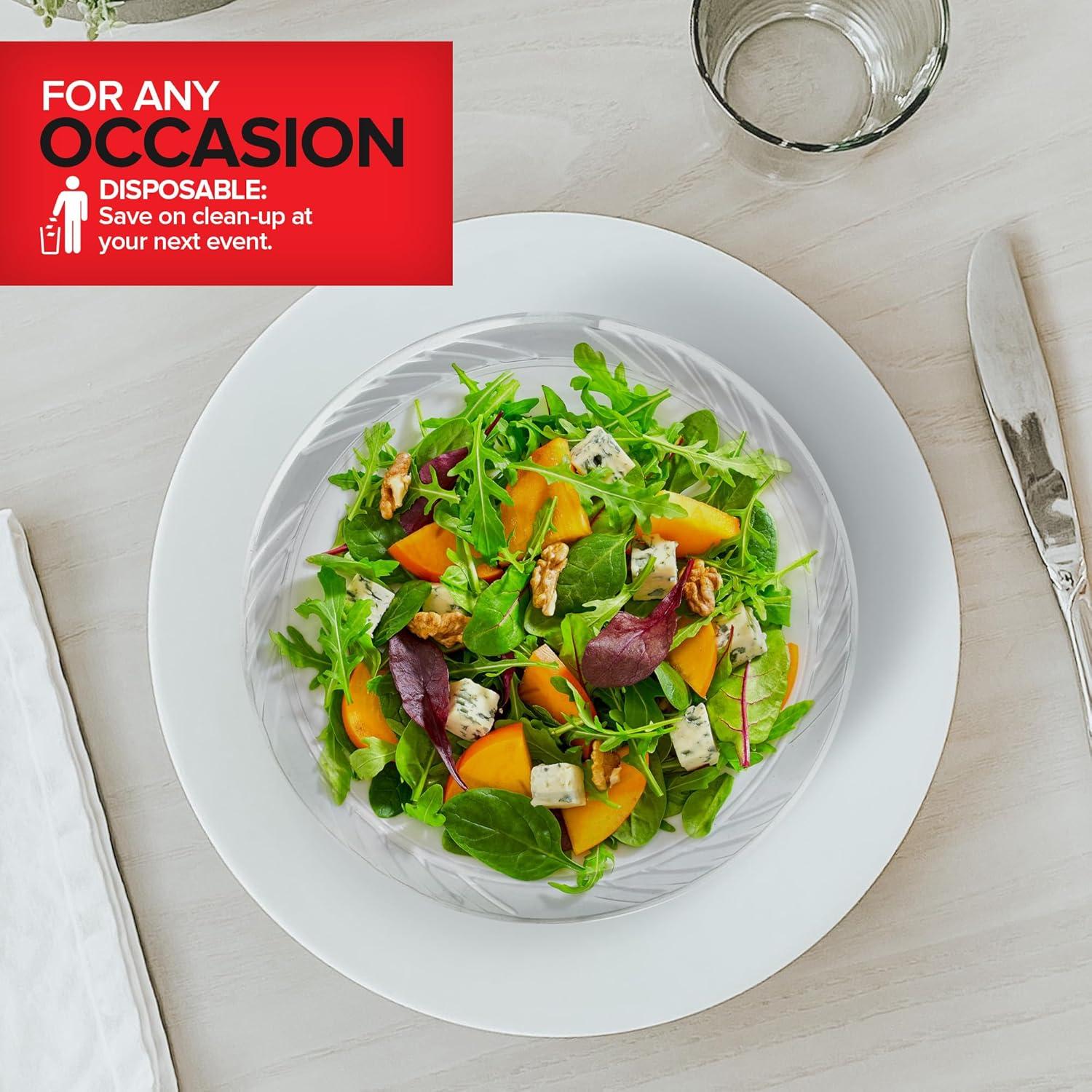 Elegant Clear Disposable Plastic Bowls for Parties, 18 oz, 240 Count