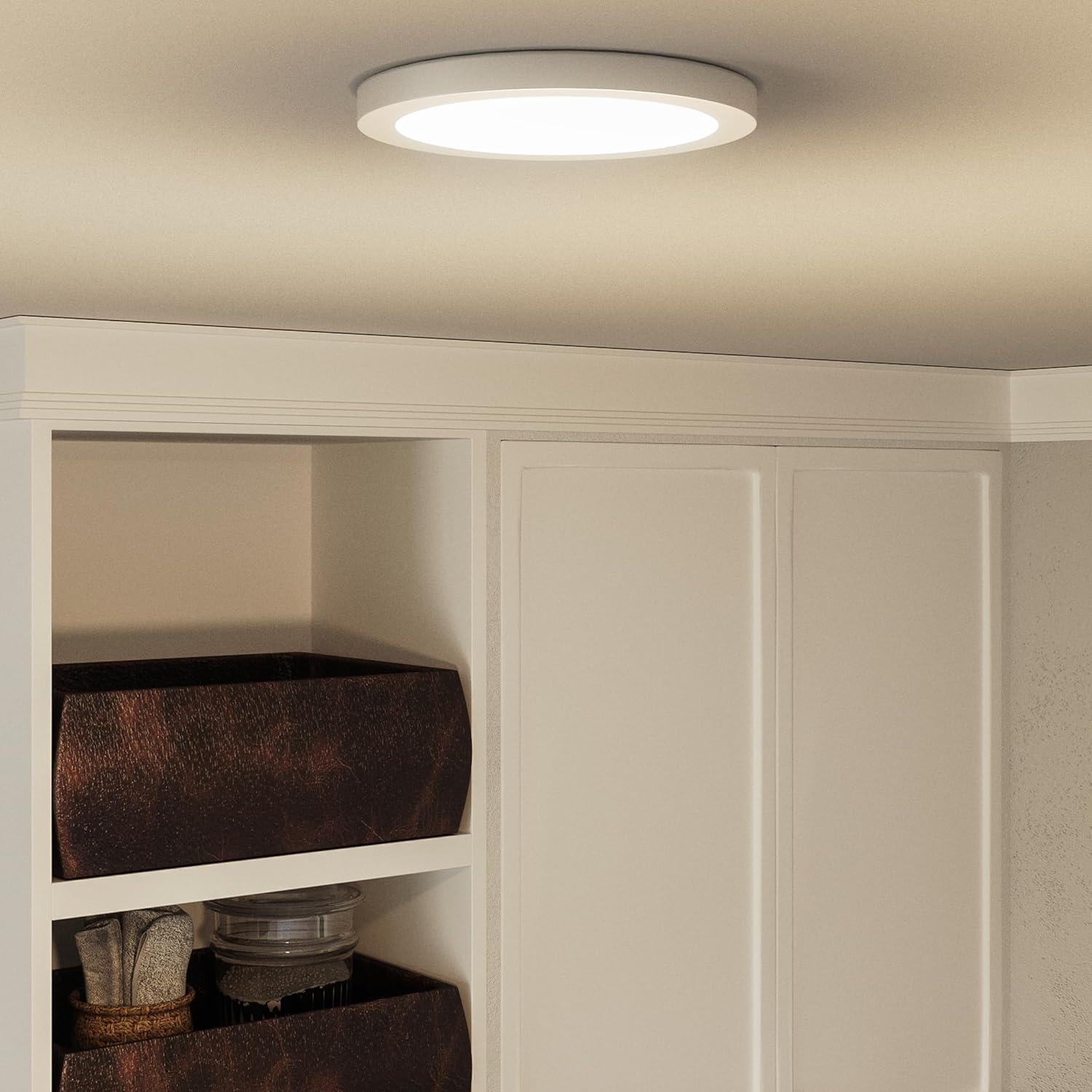 WIixle OST1708W Outskirt Modern Super Flush Mount Ceiling Lighting, 1-Light, LED 12 Watts, Fresco (1" H x 8" W)