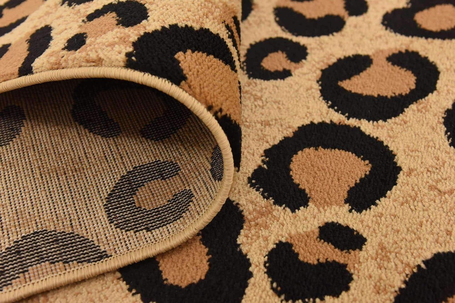 Unique Loom Wildlife Collection Area Rug - Leopard (7' 10" Square Light Brown/Black)