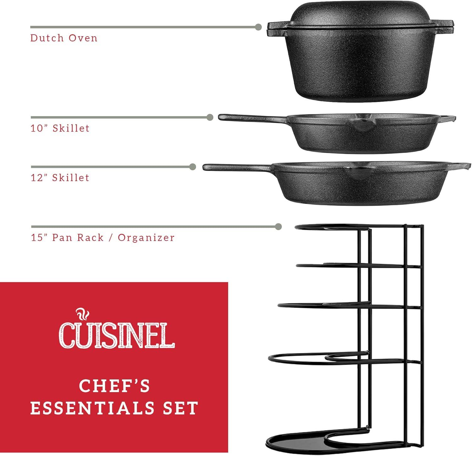 Cuisinel Cast Iron Cookware Set - Complete Pre-Seasoned Kit