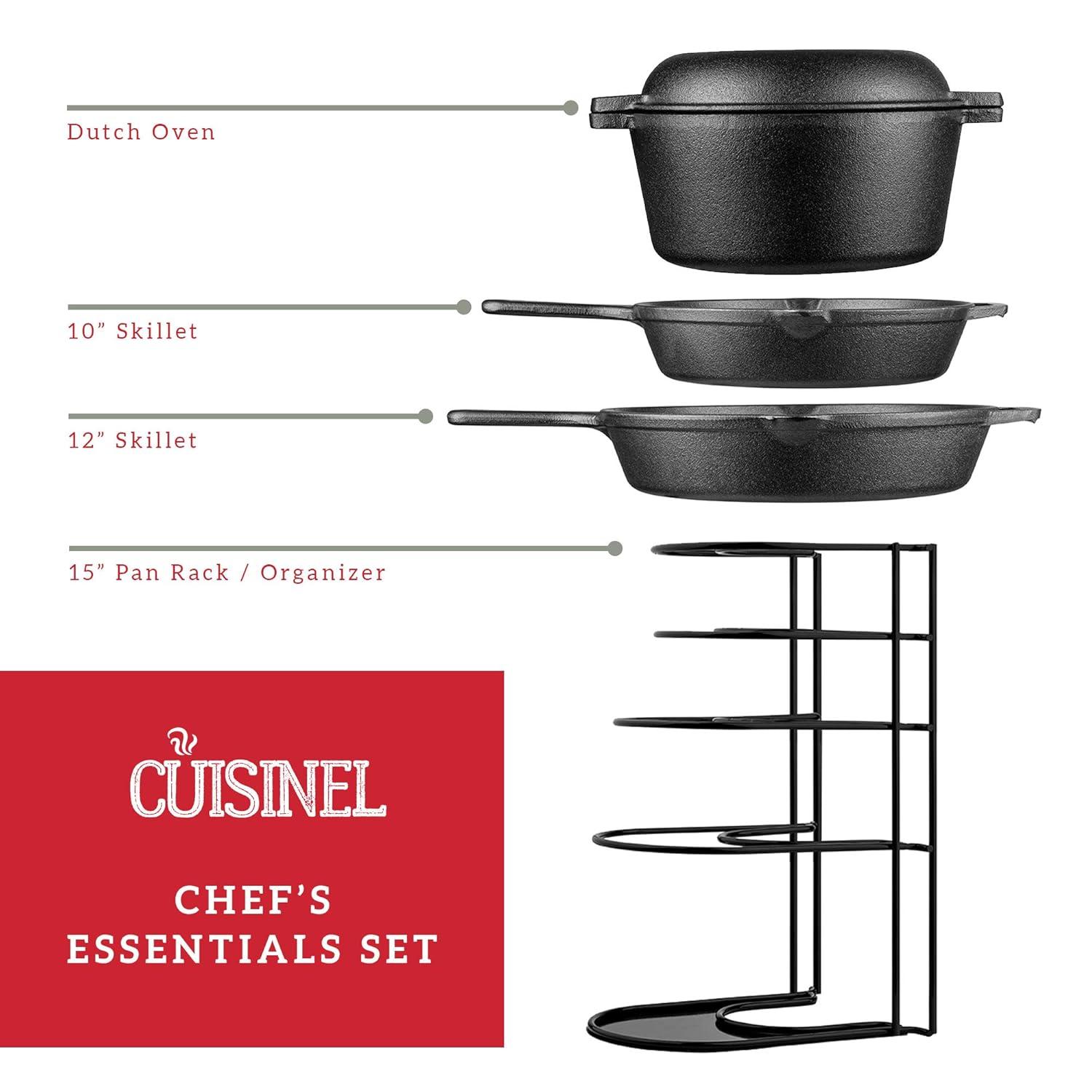 Cuisinel Cast Iron Cookware Set - Complete Pre-Seasoned Kit