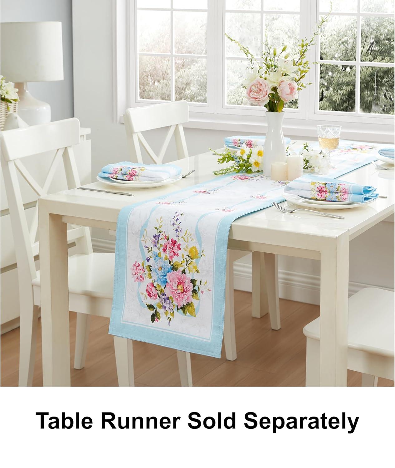 Rose Cottage Engineered Napkins, Set of 8 - Multicolor - 17x17 - Elrene Home Fashions