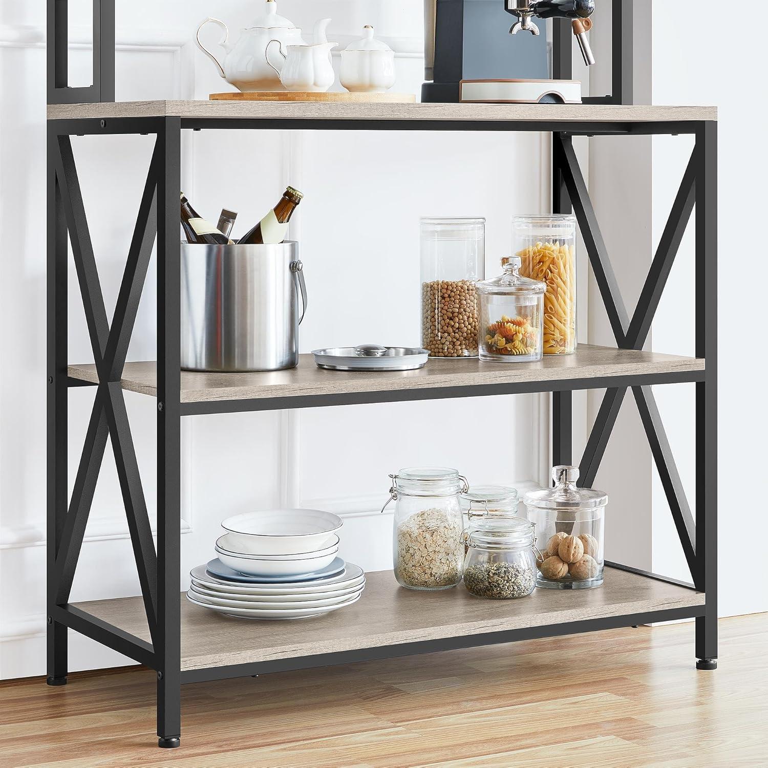 Adjustable Gray 5-Tier Kitchen Baker's Rack with Metal Frame