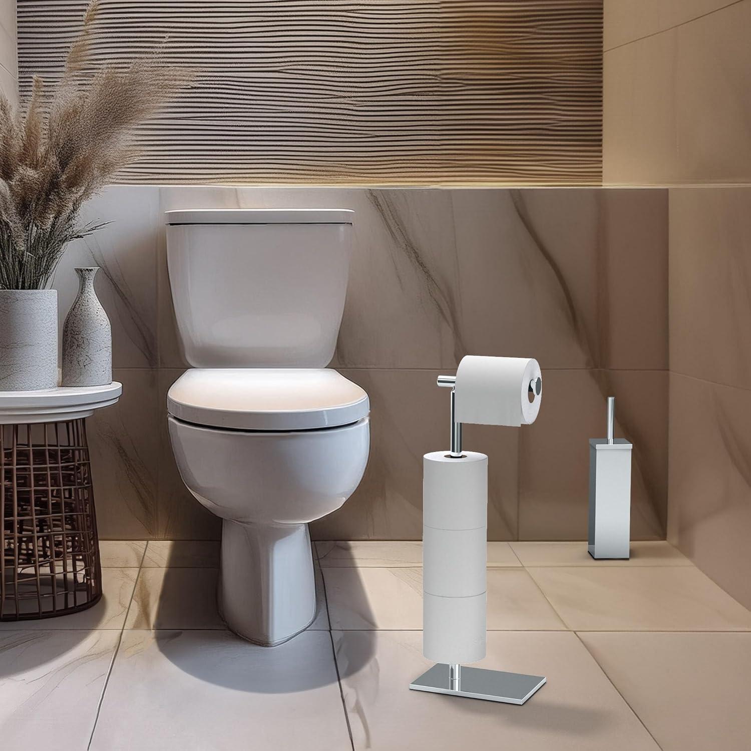 Freestanding Toilet Paper Holder with Storage