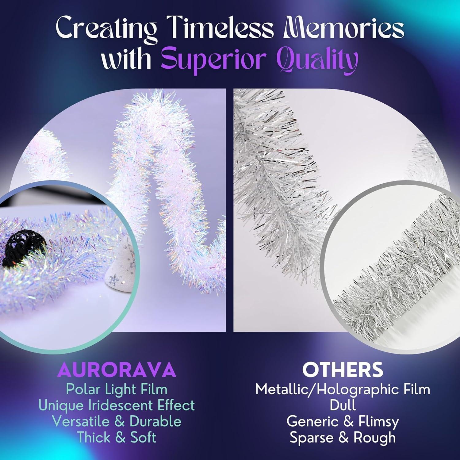 Tinsel Garland Christmas Ornaments – Premium Polar Light Film Garlands for Decoration – Multiple Colors Reflective Christmas Party Decor