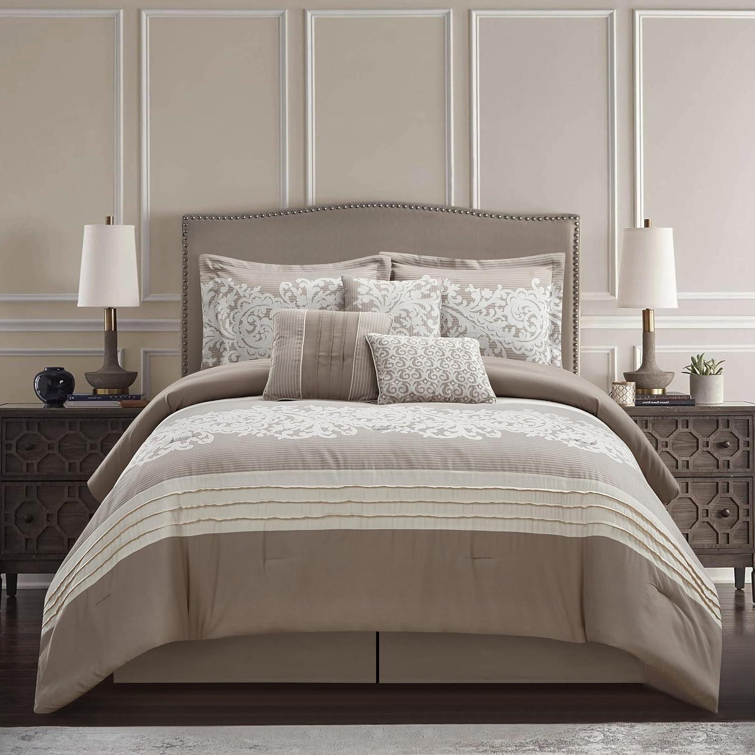 Nanshing 7pc California King Margret Comforter Set Gray