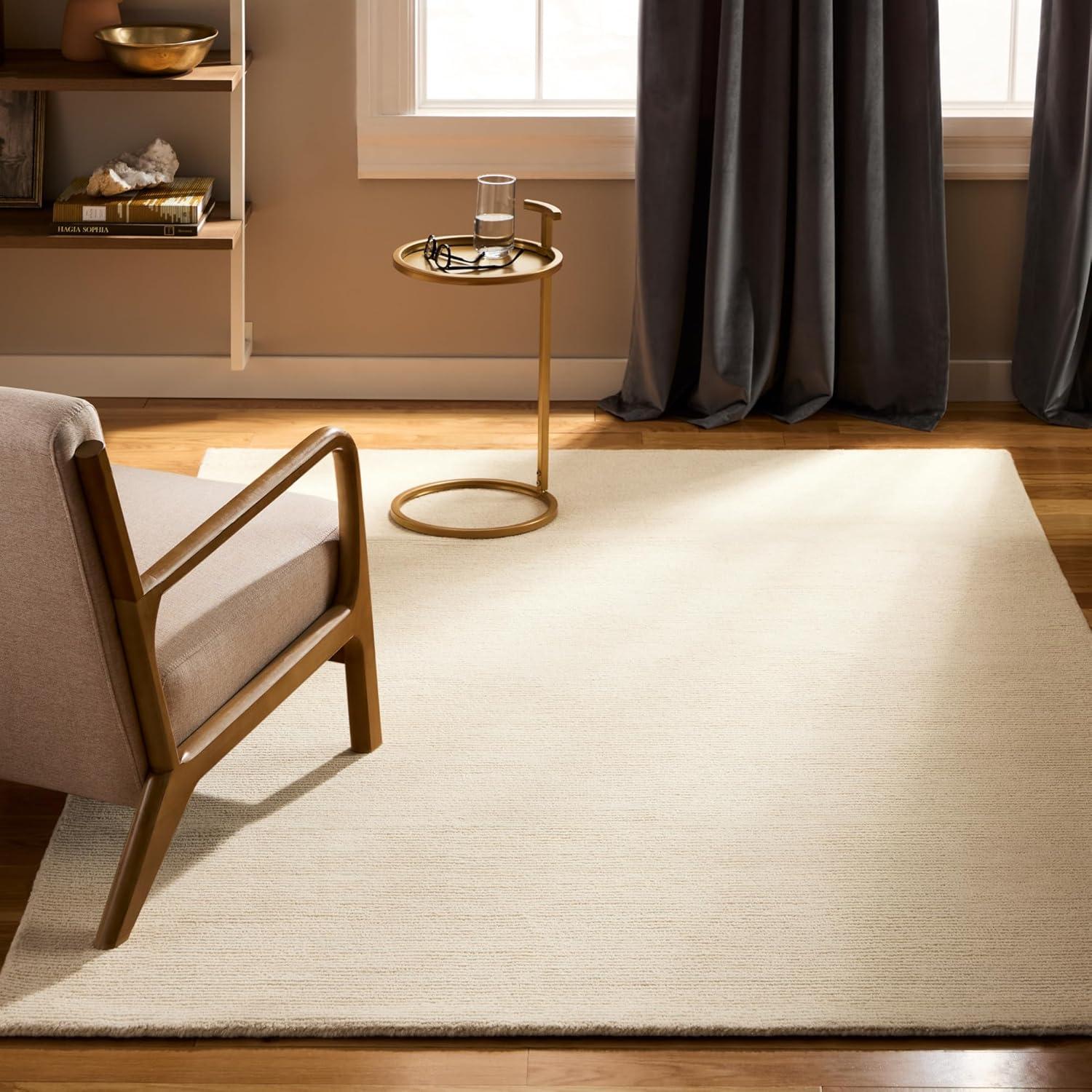 Town & Country Luxe Rita Ribbed Textured Hand Tufted 100% Wool Area Rug, Taupe/Ivory, 6"x9"