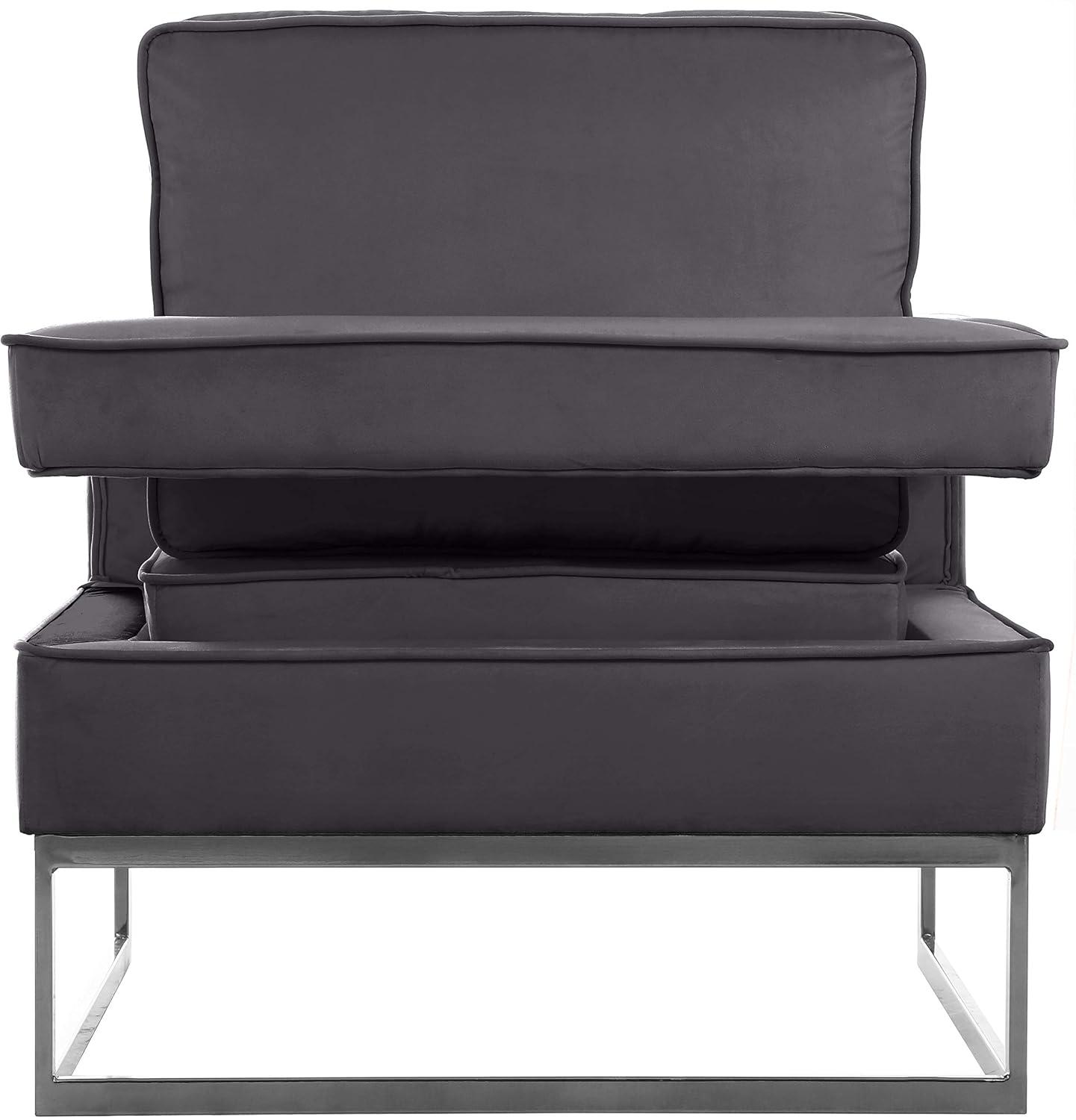 Meridian Furniture 19"H Velvet Accent Chair in Gray and Chrome