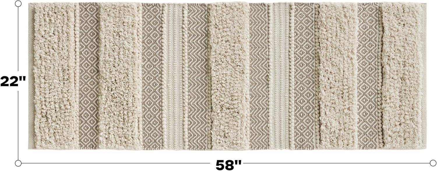 Asher Woven Textured Striped Bath Rug - Ink+Ivy