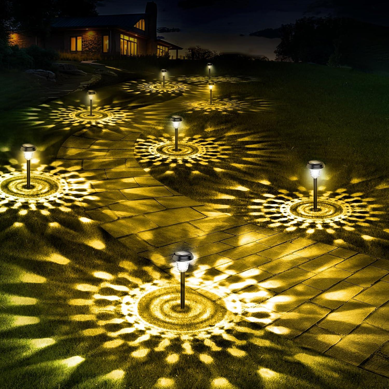 Modern White Solar LED Pathway Lights, 10-Pack