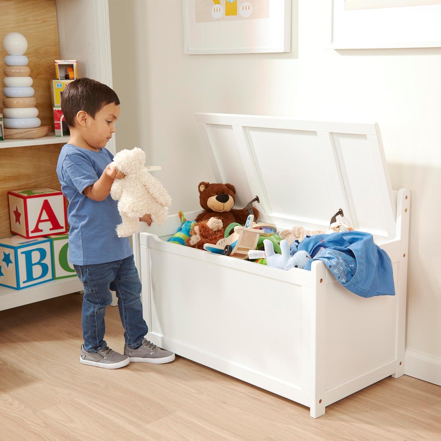 Wooden Toy Chest - White Furniture for Playroom - Kids Toy Box, Wooden Storage Organizer, Children's Furniture