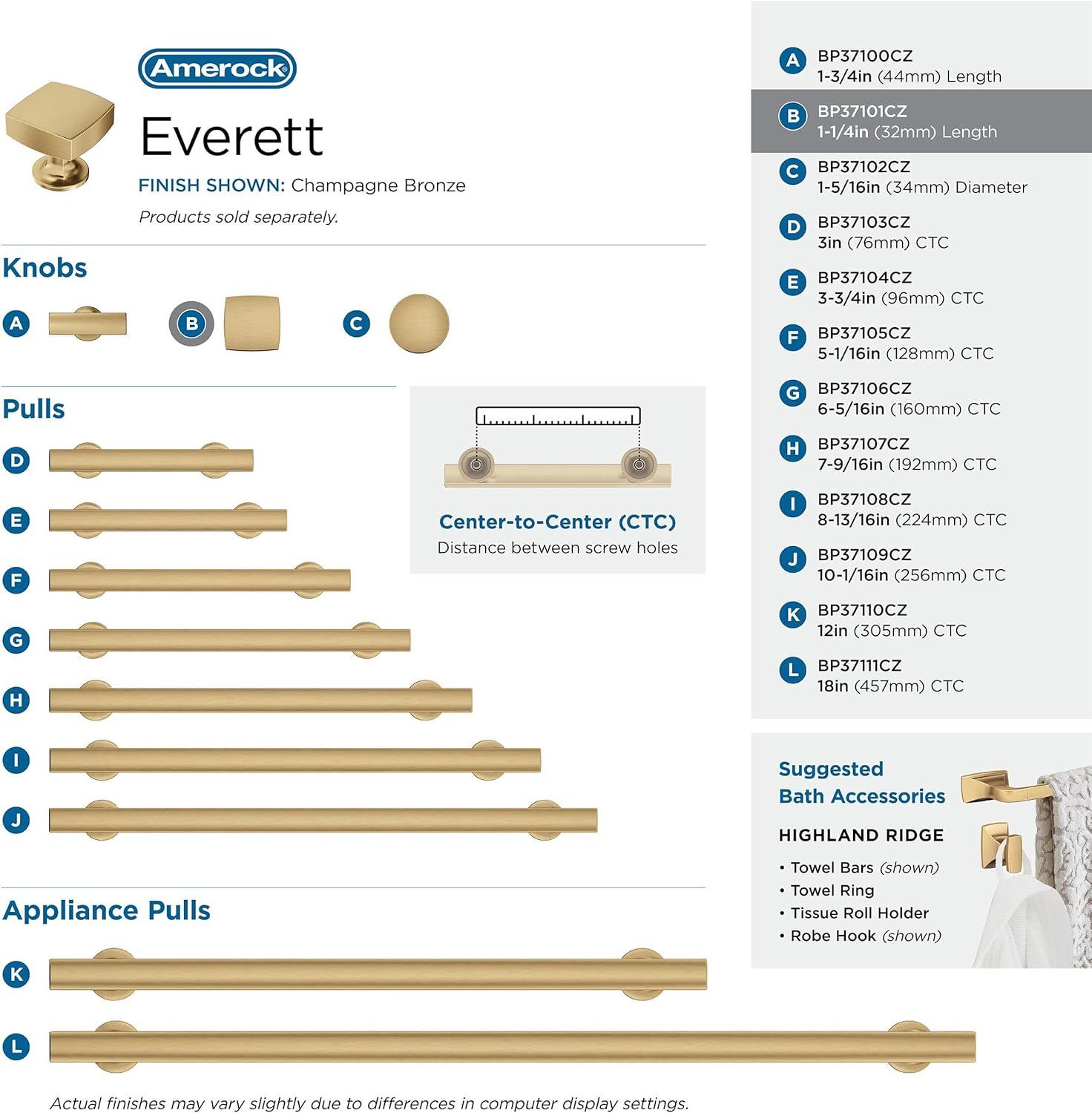 Amerock Everett Square Cabinet or Furniture Knob