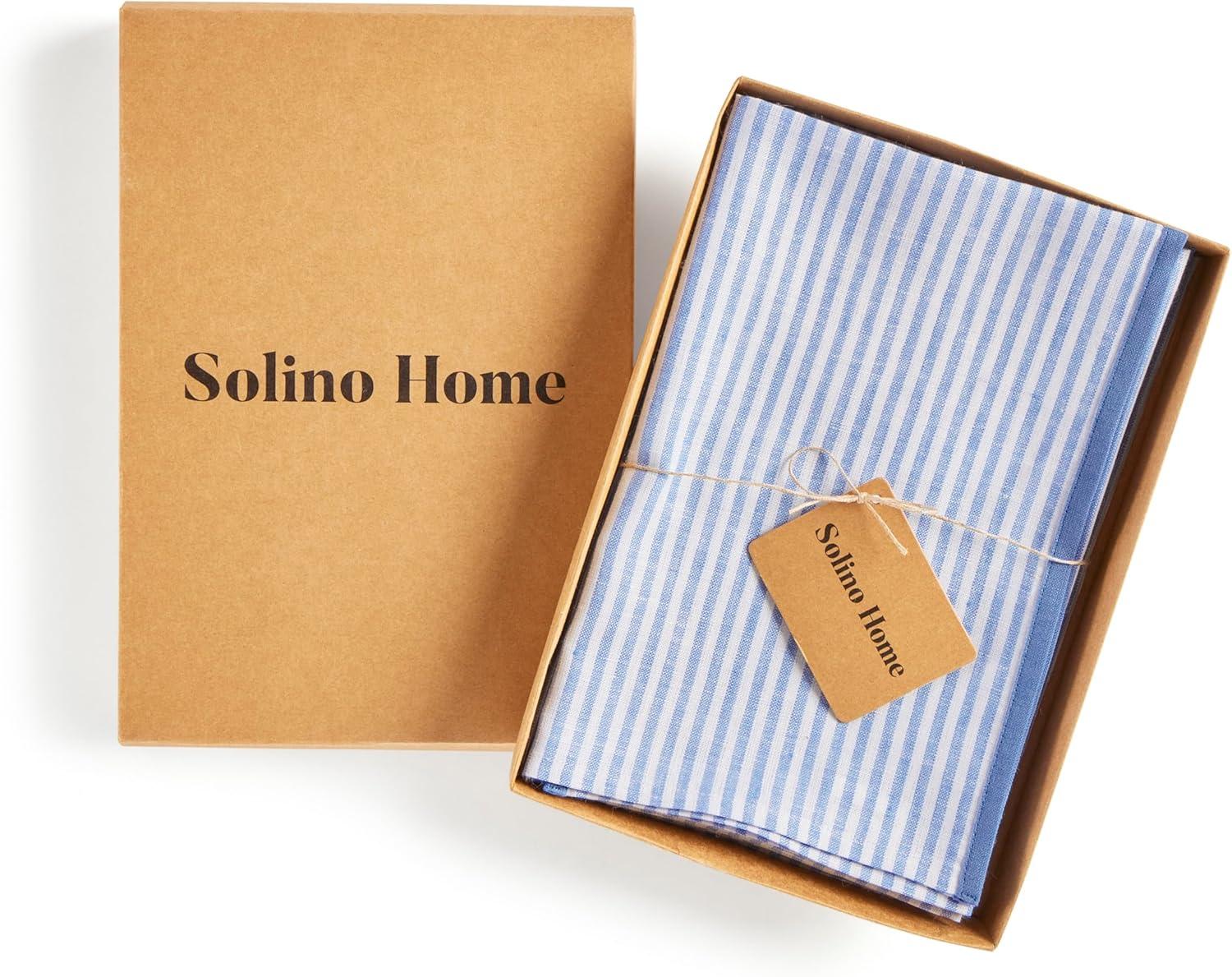 Solino Home Narrow Stripe - 100% Pure Linen Dinner Napkins (Set of 4)