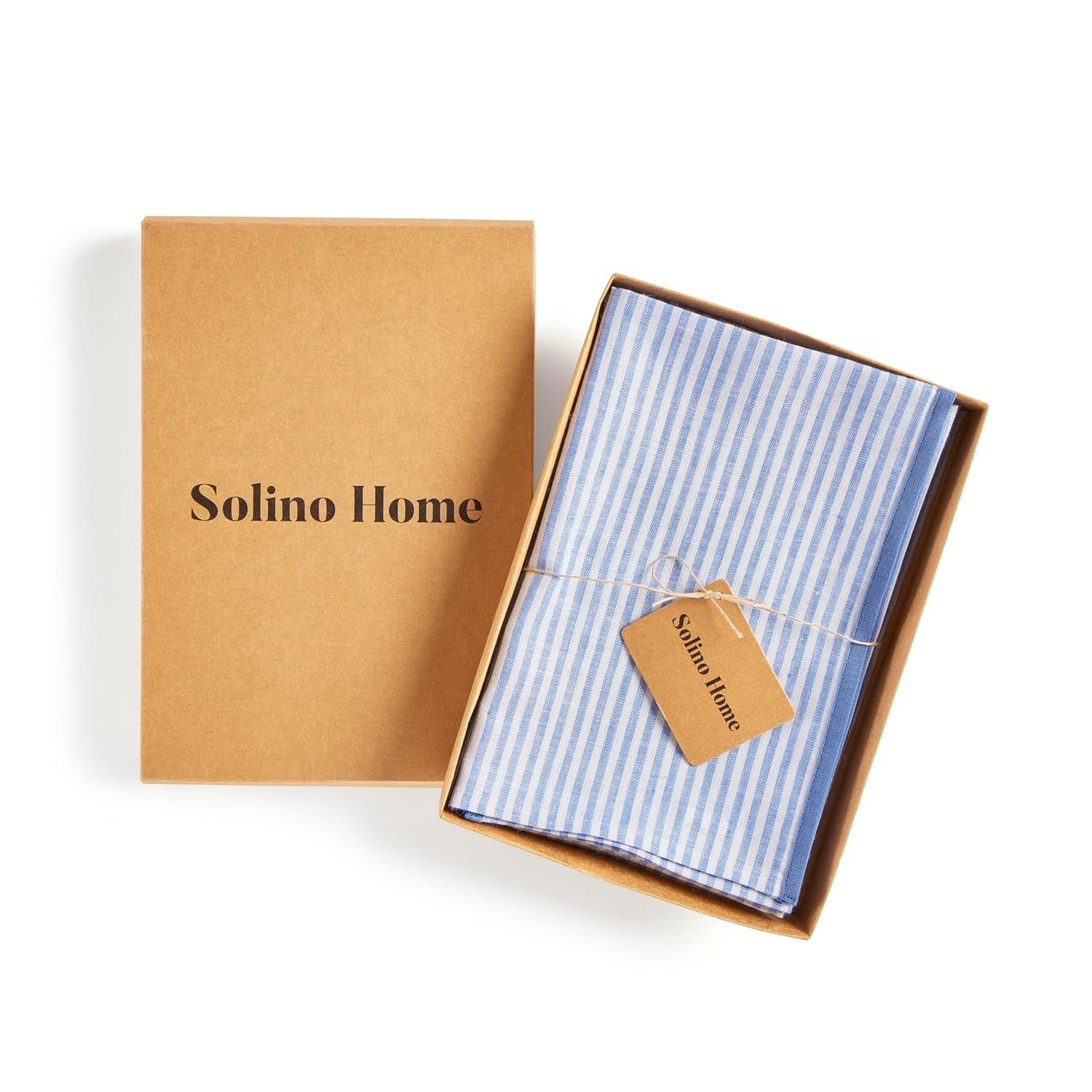 Solino Home Narrow Stripe - 100% Pure Linen Dinner Napkins (Set of 4)