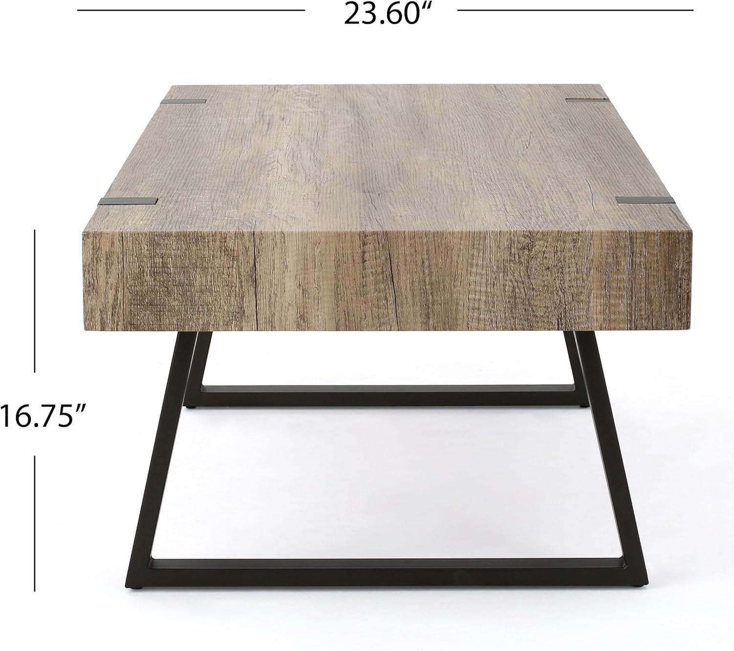 Christopher Knight Home Abitha Faux Wood Coffee Table, Canyon Grey, 23.60 in x 43.25 in x 16.75 in