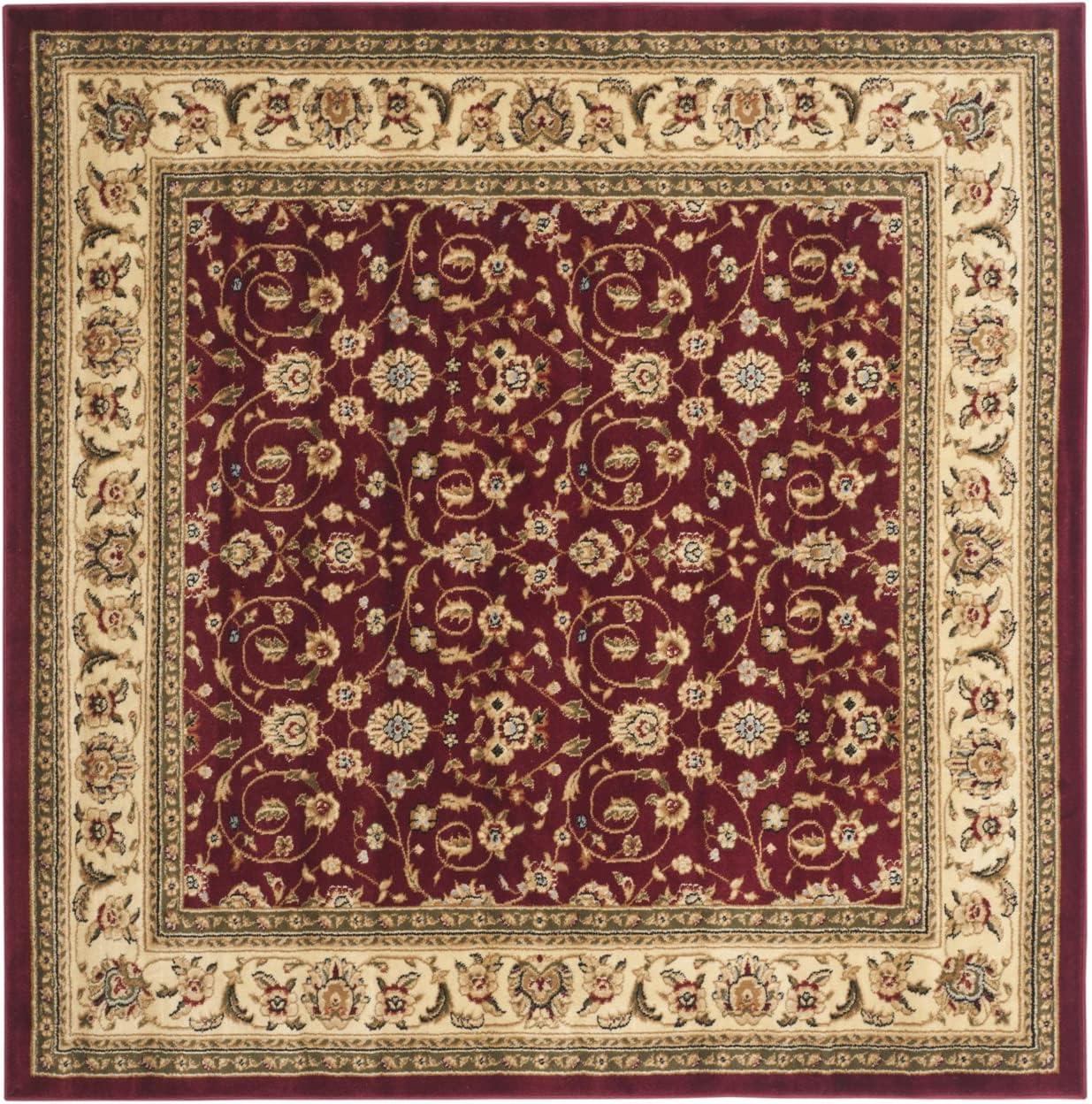 Lyndhurst Red and Ivory 4' Square Synthetic Area Rug