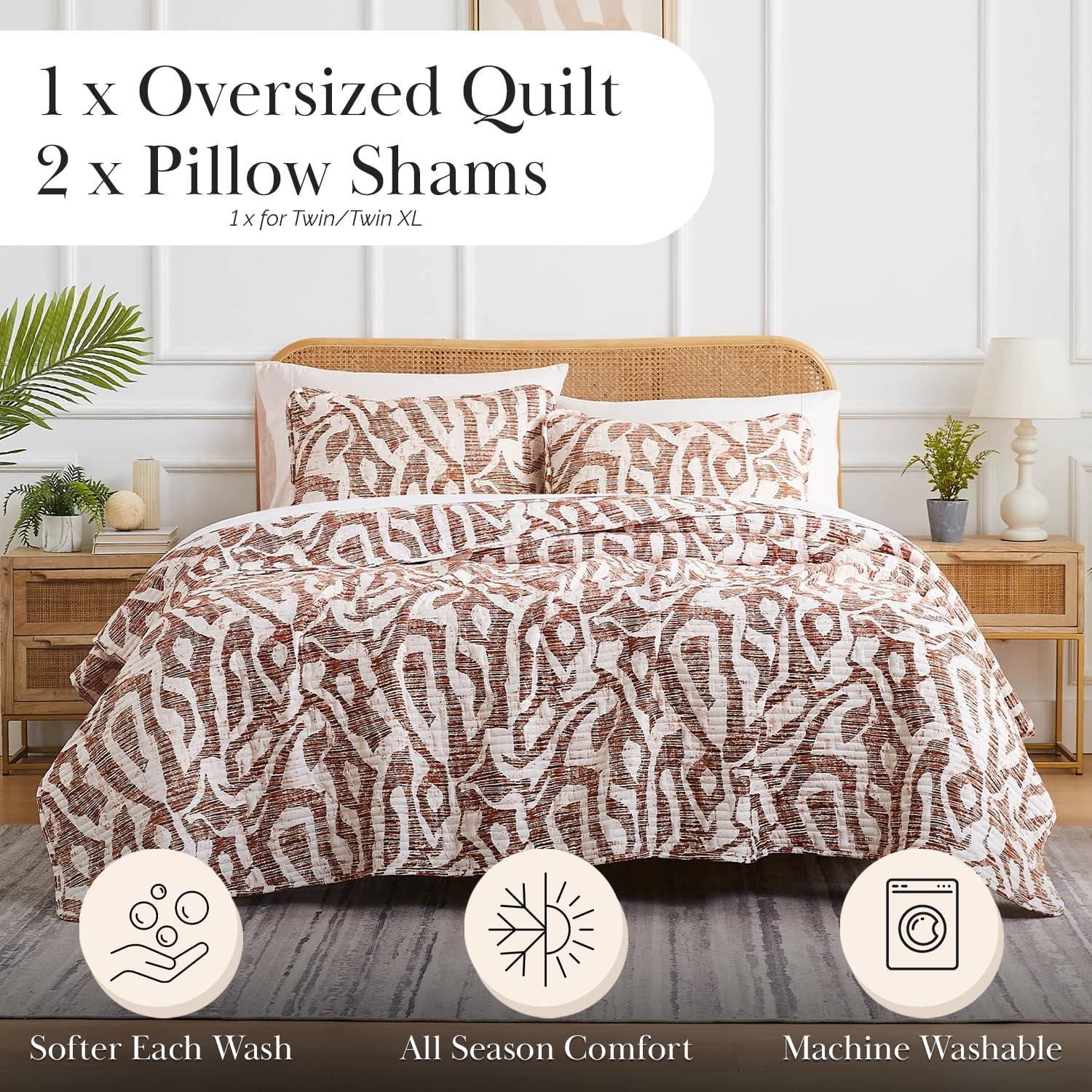 Southshore Fine Living Oversized Khari Lightweight 2-Piece Quilt Set Slate Twin / Twin XL