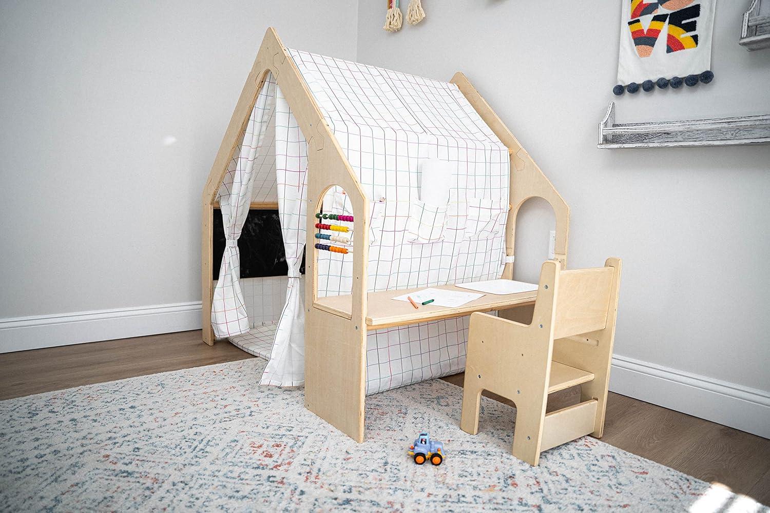 Avenlur Flair - Wooden 5 In 1 Indoor Playhouse Play Tent with Desk Table