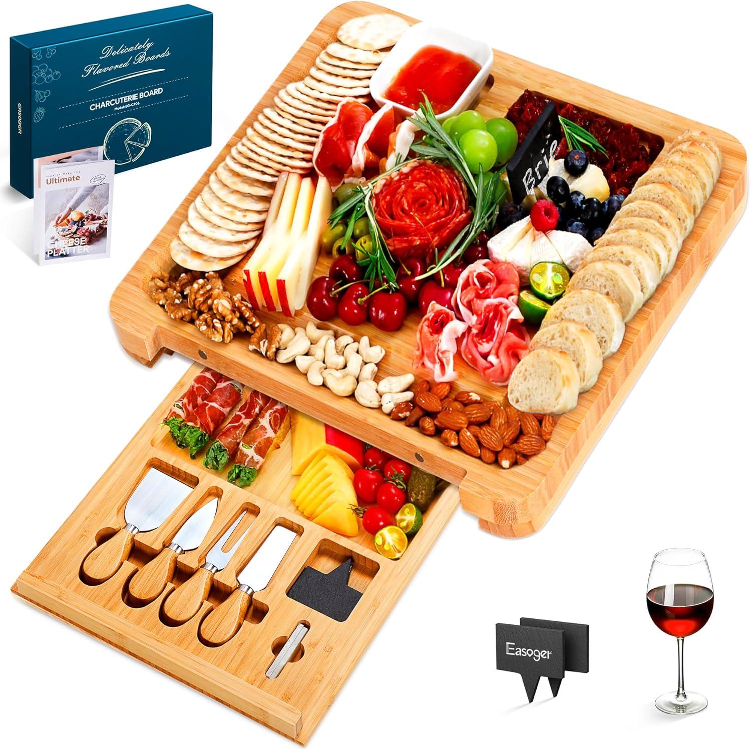 Large Bamboo Cheese Board Set; for Mom, House Warming Gifts, Wedding Gifts, Bridal Shower Gift, Thanksgiving Gifts