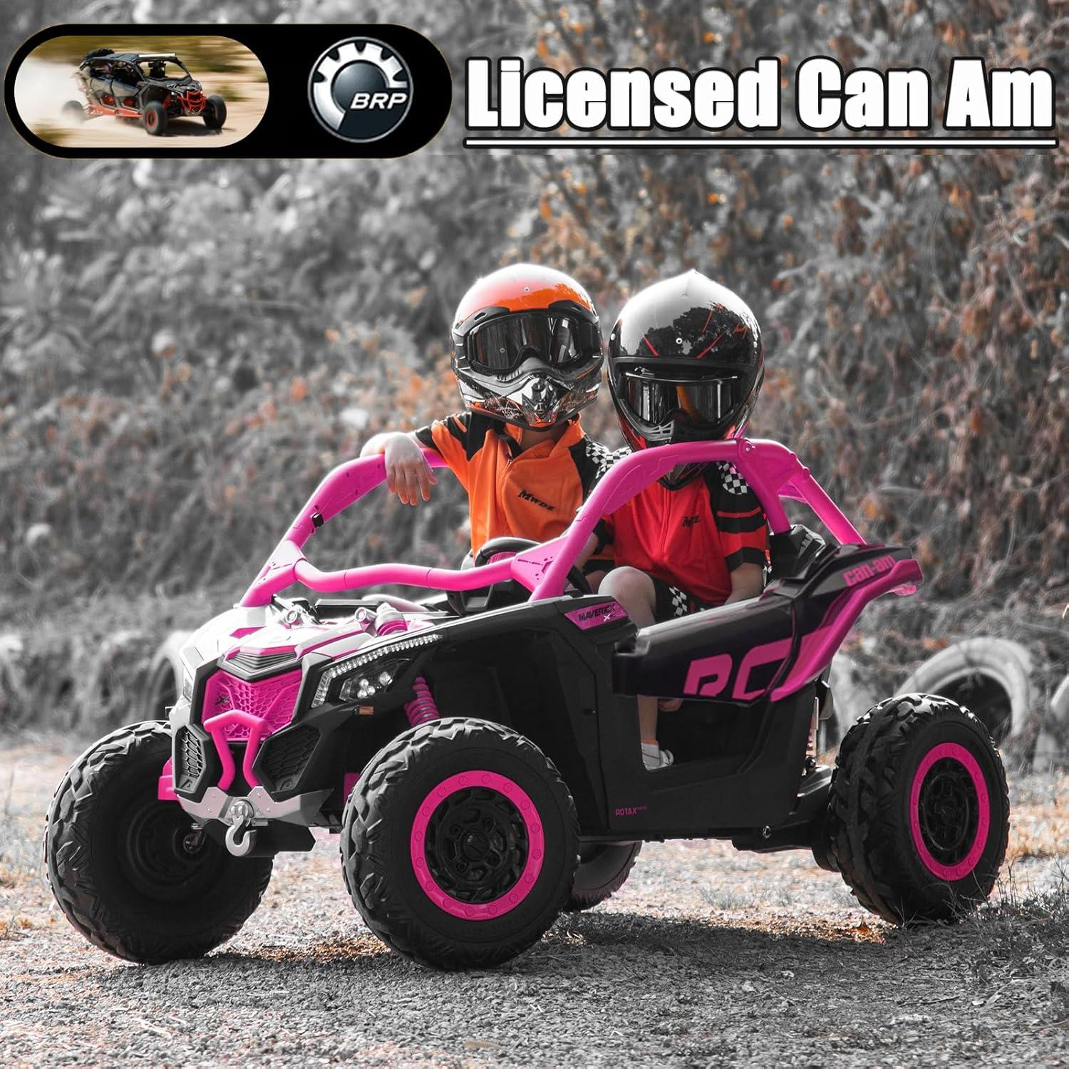 Towallmark 2 Seater Ride on UTV Car, Officially Licensed Can-Am Electric Off-Road Car, 4WD Kids Truck w/Remote Control, 2 * 24V 7AH Batteries, 4 * 200W Motor, Spring Suspension, Toys for Kids