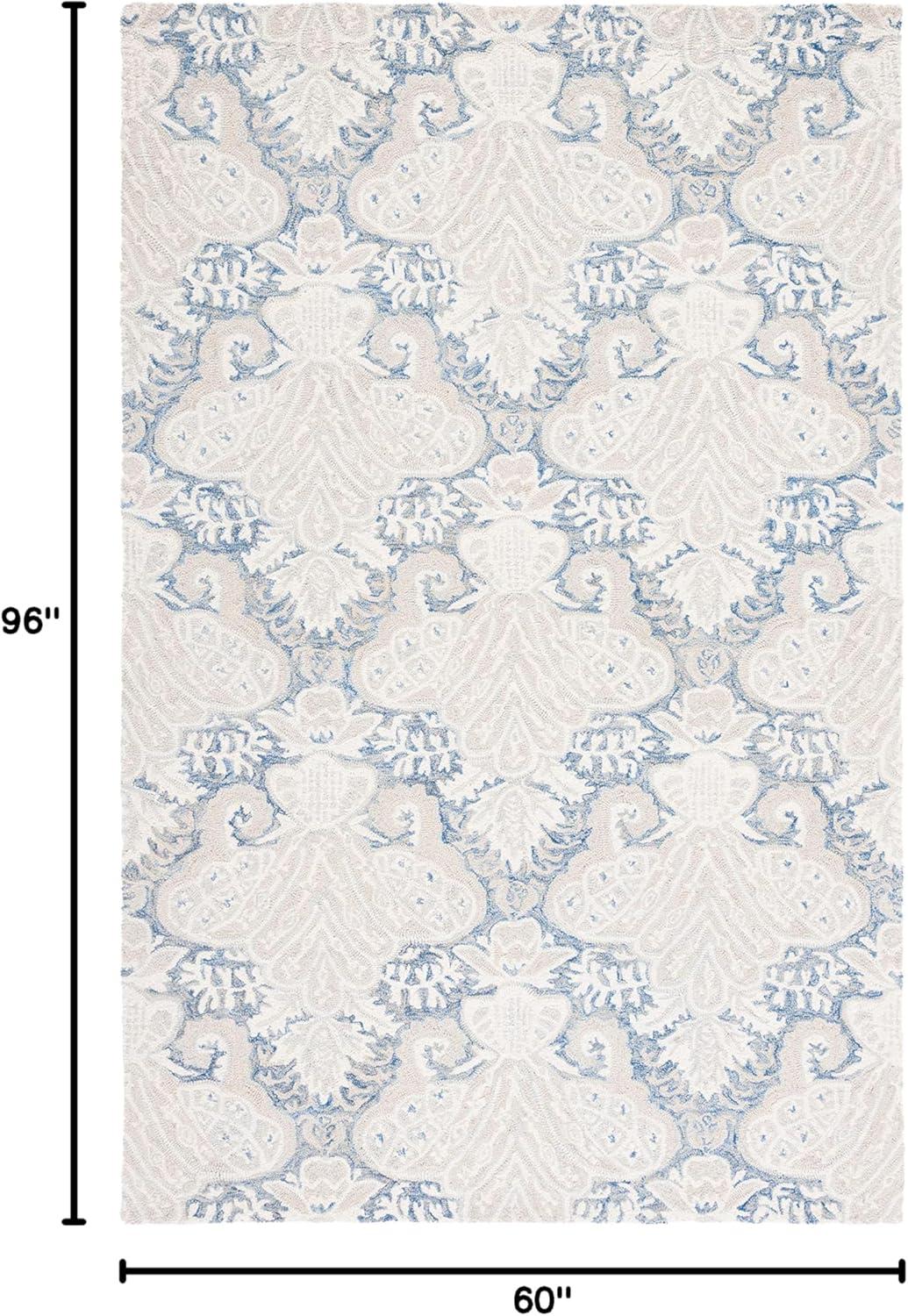 Micro-Loop MLP539 Hand Tufted Indoor Area Rug - Blue/Ivory - 5'x8' - Safavieh