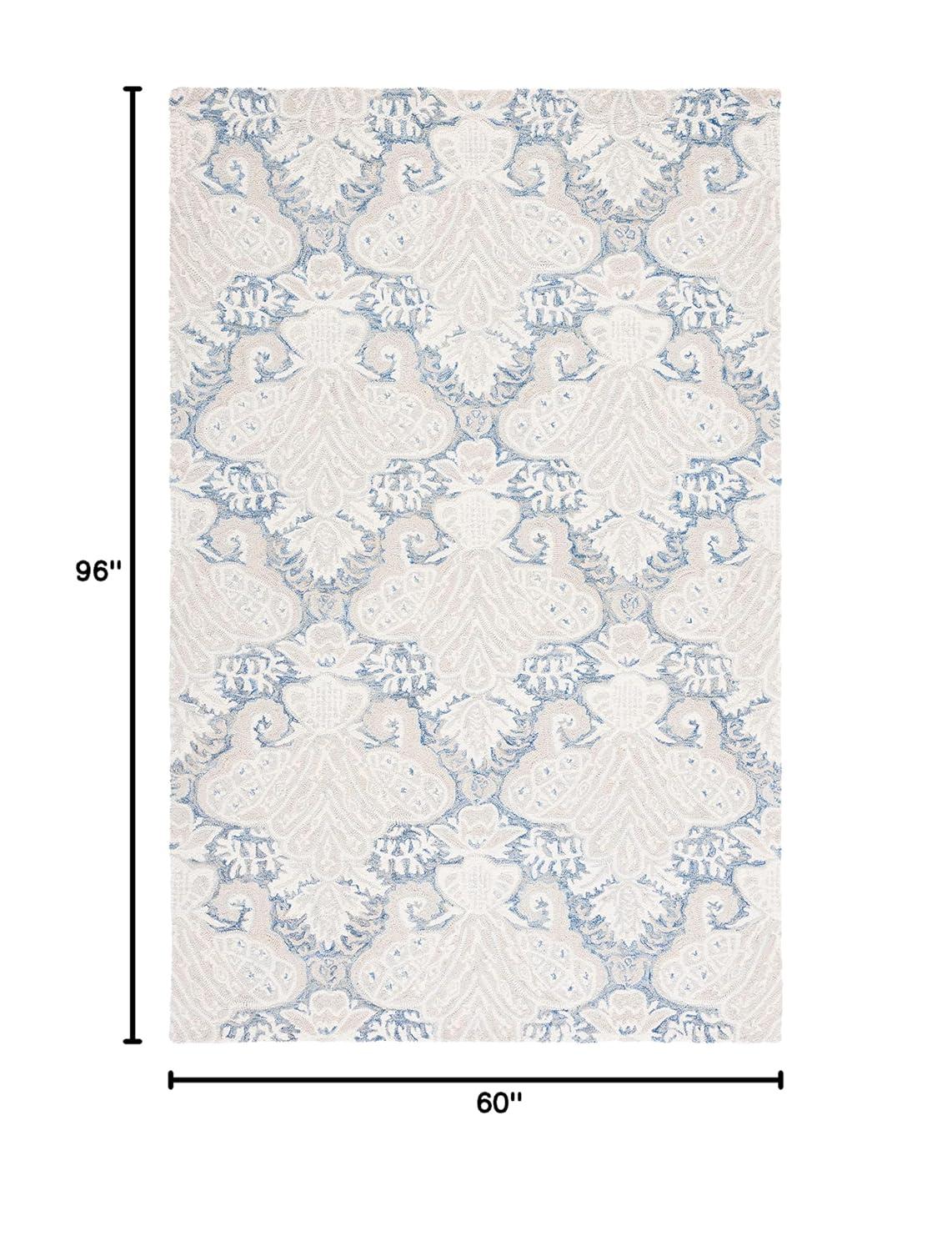 Micro-Loop MLP539 Hand Tufted Indoor Area Rug - Blue/Ivory - 5'x8' - Safavieh