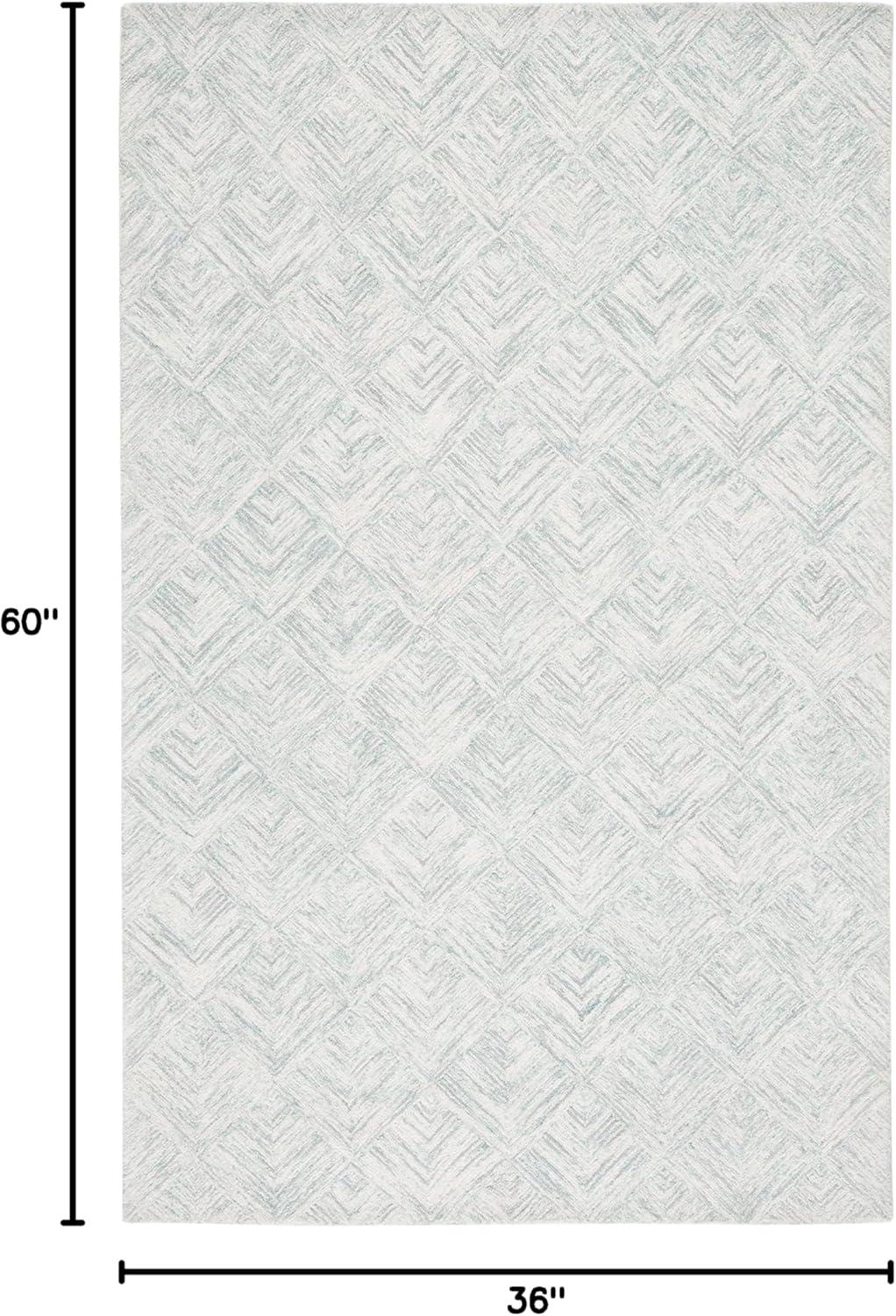 Abstract ABT428 Handmade Indoor Accent Rug - Grey/Turquoise - 3'x5' - Safavieh