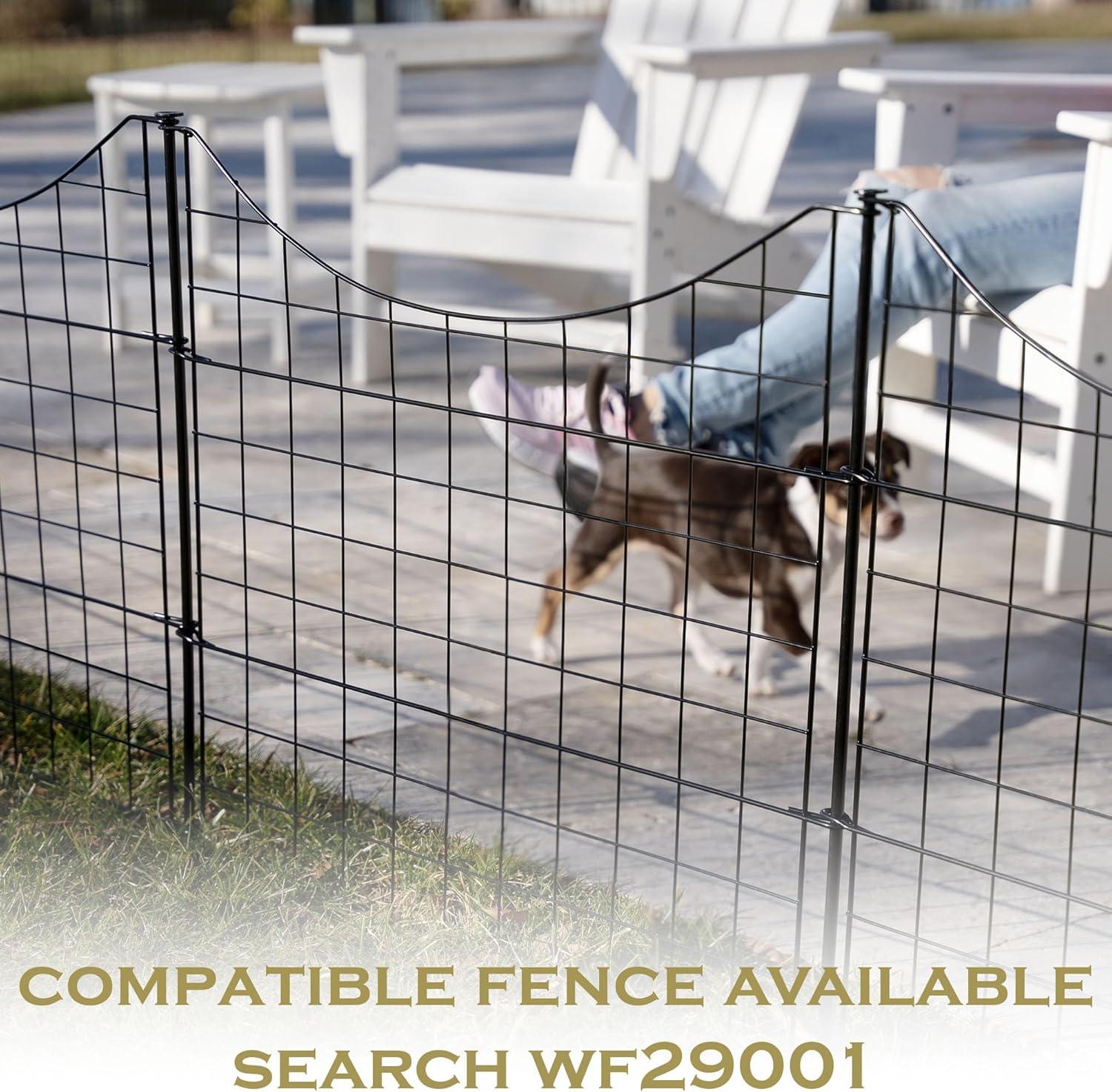 25in H (4 Fence Panels + 1 Gate) No Dig Easy Install Zippity Black Metal Fence, Decorative Fence for Garden Fencing For Dogs, Temporary Fence, Garden Fence Animal Barrier, WF29013